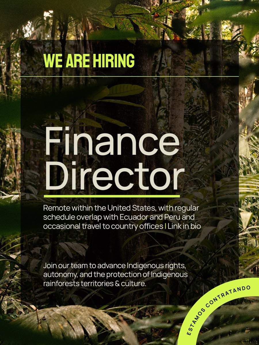 AFrontlines's tweet photo. We are seeking a Finance Director for #AmazonFrontlines. 

📍 Remote within the United States, with regular schedule overlap with Ecuador and Peru and occasional travel to country offices.
🕐 Full-time position 
🗣️ English required. Working Spanish is a significant advantage.

The Finance Director is our senior technical finance professional and chief accountant, responsible for the books, financial statements, annual audit, US tax and regulatory compliance, treasury, and the quality of every figure we report to leadership, our Board, and our funders.

This role suits a hands-on finance professional who's comfortable with a lot of data, has an eye for detail, and enjoys building structural solutions rather than patching gaps.

Scope includes:
• Accounting management, monthly close, and financial statement quality
• Internal controls, financial policy, and delegation of authority
• Annual external audit and audit readiness
• US tax and regulatory compliance, including Form 990 and state filings
• Treasury, banking, and payment platform administration
• Financial reporting to leadership and the Board Finance Committee
• Financial oversight of re-granting to partner organizations and of operations in Ecuador and Peru
• Supervision of the finance team and transition of accounting functions in-house

apply today -> 🔗 https://t.co/bDQAQXjHCk