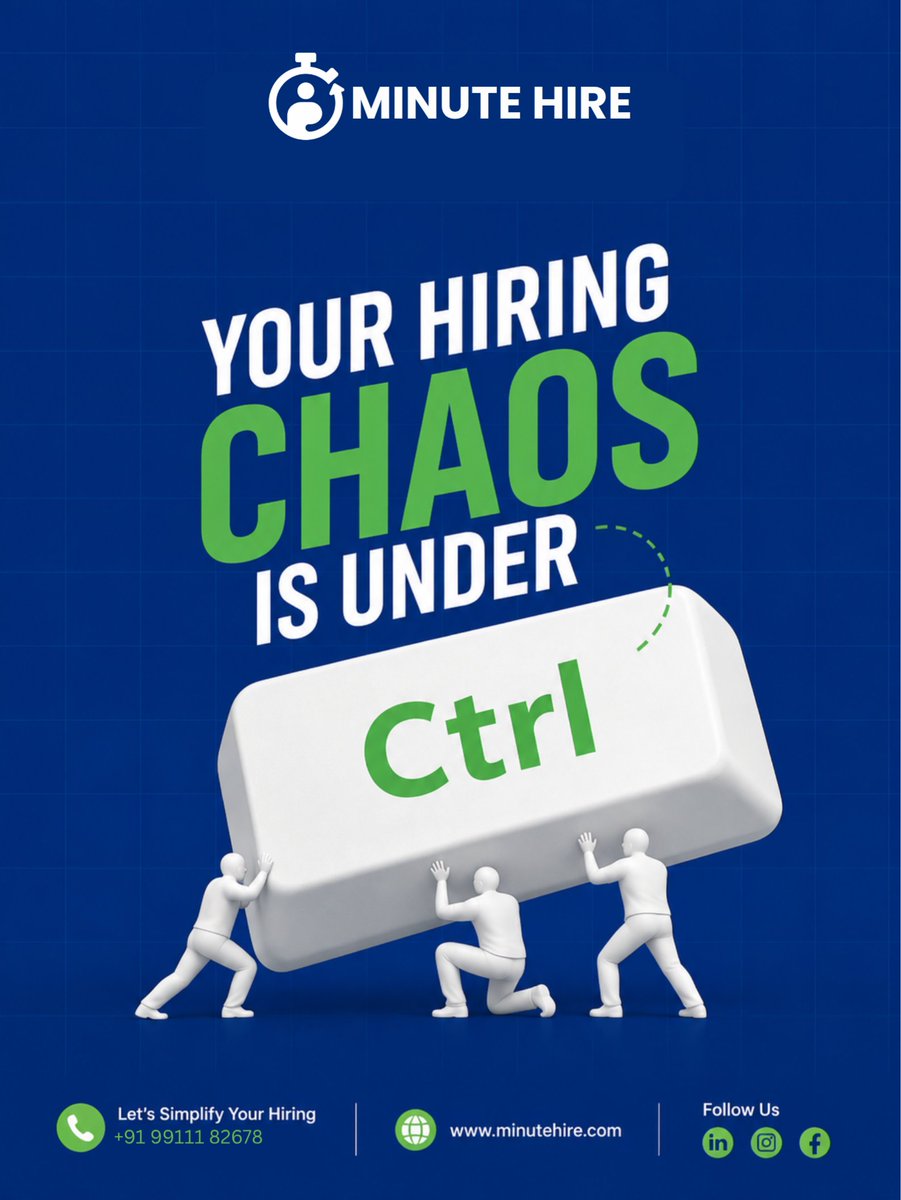 MinuteHire's tweet photo. Hiring shouldn’t feel like moving a mountain. ⌨️
Take back control of your recruitment pipeline with Minute Hire. Faster turnaround, vetted candidates, zero chaos.

#Hiring #Recruitment #HR #Startups #TalentAcquisition #Staffing #MinuteHire https://t.co/OXQdHhORa0