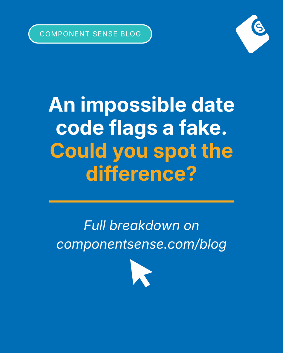 ComponentSense's tweet photo. Four digits on a component tell you when it was made. 

Read the date code wrong and a re-marked counterfeit slips onto your line. We broke down every format, plus the checks that catch a fake:

https://t.co/OhAlF5NGmy https://t.co/9LQkt8SSKb