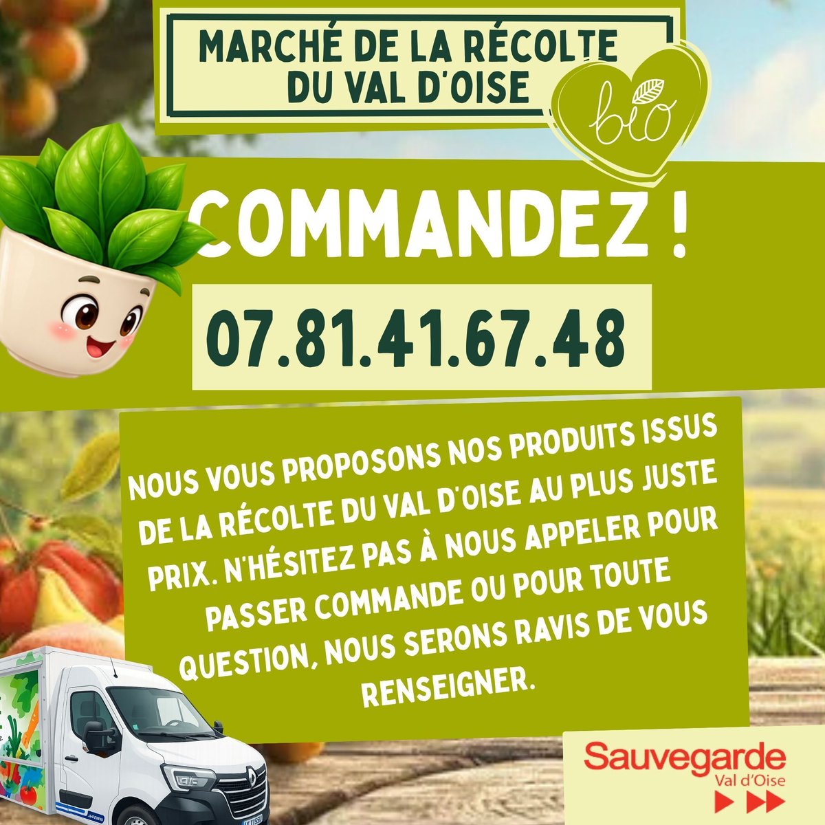 LaRecolte95's tweet photo. Cette semaine, on est là !

#ProduitsLocaux #Bio disponibles.
Commandez ou contactez-nous,

Puis venez nous retrouver à #Cergy Sébille et #Cergy Université !
#LaRécolteValDOise 💚 https://t.co/QoNBIduaeK
