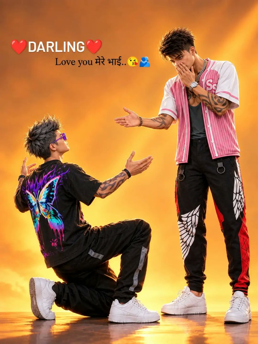 GidgetSpro9tuw's tweet photo. Darling, love you, my brother. Look at us—serving style and loyalty. “Bhai” isn’t just a word; it’s an entire vibe. Your brother’s got your back! Edgy streetwear vibes: heavy on style, heavier on loyalty. Angels on our pants, fire in our attitude. https://t.co/bjCUe0eaQB
