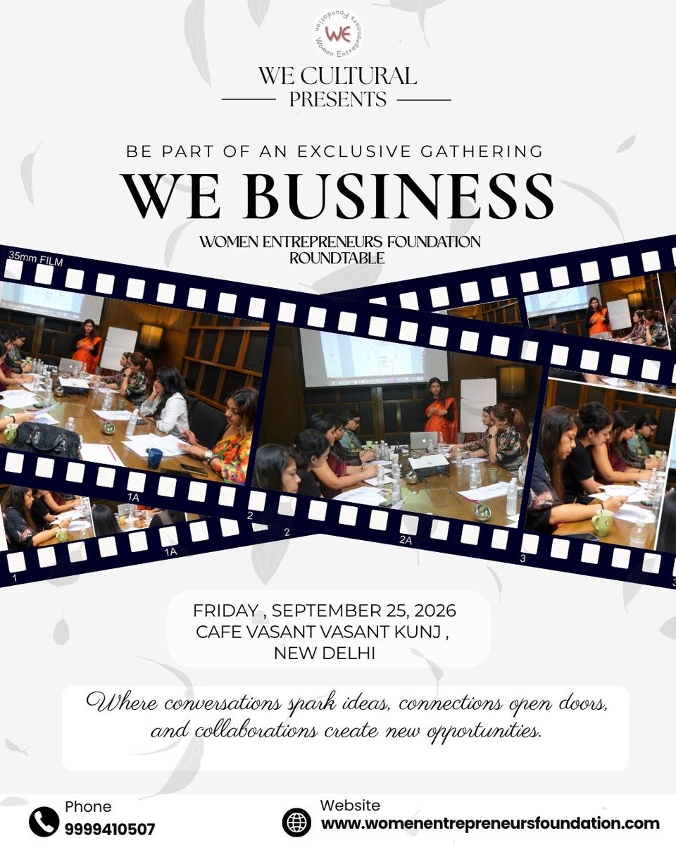 WEF_India's tweet photo. ✨ Real Conversations. Powerful Connections. New Possibilities.
Women Entrepreneurs Foundation presents WE Business Roundtable — where ideas turn into opportunities and meaningful conversations build lasting collaborations. 🤝💼
📅 25 September 2026 | 📍 New Delhi
#Women https://t.co/eQani8zZA7