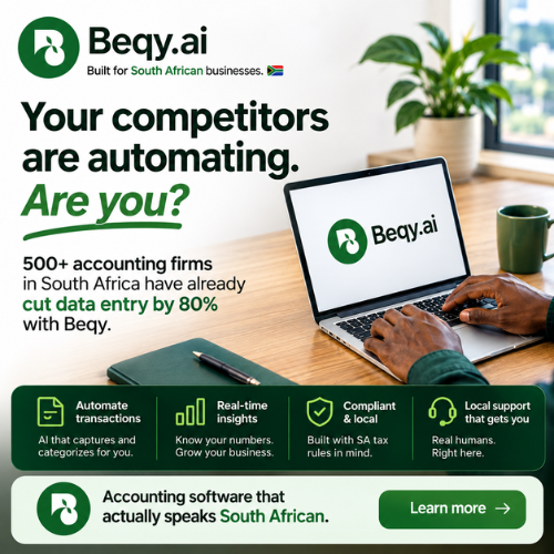 Beqyai's tweet photo. Your competitors are automating. Are you? 🇿🇦 500+ SA accounting firms have already cut data entry by 80% with @Beqy.ai. Real-time insights, SA tax compliance, real human support. 

Don't get left behind. @Beqy.ai 

#SMESA #FinTech #AccountingTech #AI https://t.co/53zWF92Mr9