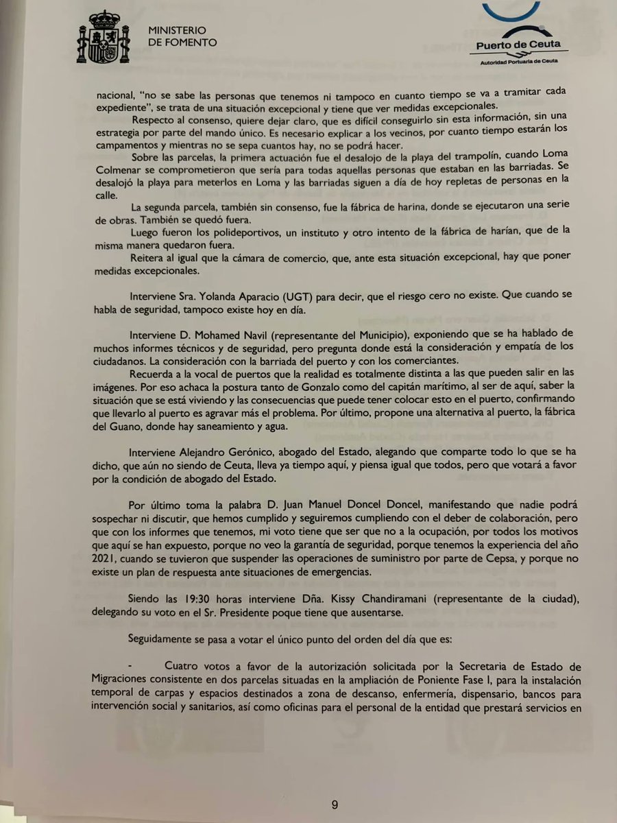 pabloharour's tweet photo. Óscar Puente purga al abogado del Estado del puerto de Ceuta que dejó escrito que votaba a favor de ceder el muelle para los inmigrantes "por mi condición de representante" y no por voluntad propia

https://t.co/mtNPuUhj7U https://t.co/JAiG6qiMJO