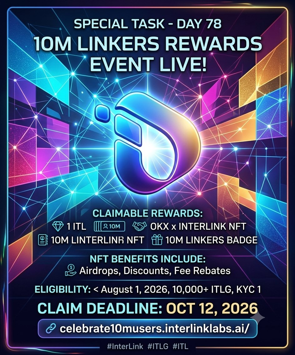 NtpVinaykumar's tweet photo. We wanted to give our early linkers something much bigger than just a quick thank you!
🎁 You now have a shot at exclusive digital perks and 10M NFT rewards.
#Interlink #ITLG #ITL @reina_itl @KV_interlink @paseli51572 https://t.co/FQUZPc4KQR