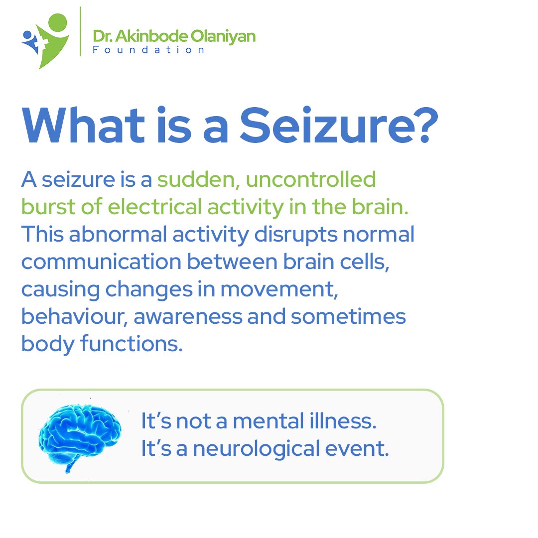 DAOFoundation_'s tweet photo. WHAT REALLY HAPPENS WHEN SOMEONE HAS A SEIZURE?

It’s more than just shaking.

During a seizure, there is a sudden burst of abnormal electrical activity in the brain, which can affect movement, behavior, or other brain functions.
#DAOFoundation #HealthAwareness #SeizureAwareness https://t.co/vfsVzOVlVX