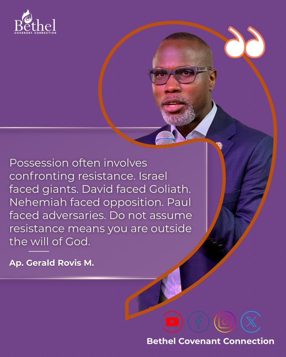 GeraldRovis85's tweet photo. Possession often involves confronting resistance. Israel faced giants. David faced Goliath. Nehemiah faced opposition. Paul faced adversaries. Do not assume resistance means you are outside the will of God.  #CovenantInspiration #BreakForth https://t.co/Do7rgUa1DC