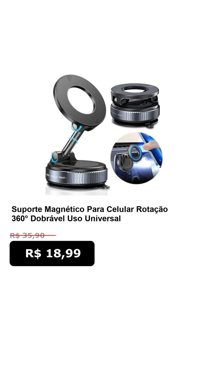 SoOfertasTop's tweet photo. Promo Shopee

🛍️ Suporte Magnético Para Celular Rotação 360° Dobrável Uso Universal

📴 Com desconto de até 47%

De: R$ 35,90
*Por:* R$ 18,99

🔗 Compre aqui:
https://t.co/QMVFjgrvkB https://t.co/TY7Tcnip5T