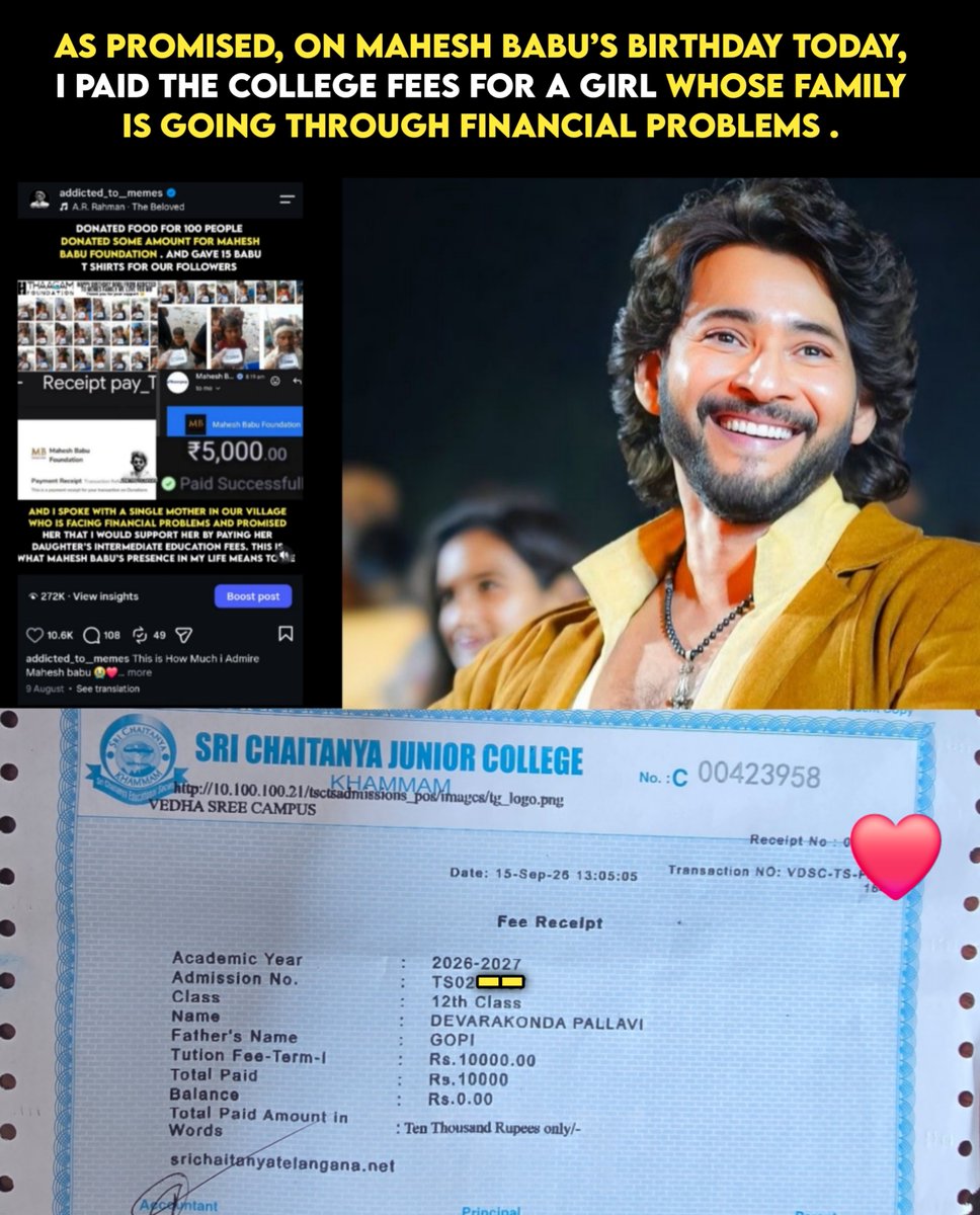 Addictedtomemez's tweet photo. #Maheshbabu Birthday roju Anukunna Yedo okate Different ga cheyali ani Eroju Adhi chesa ❤️
This is a small effort from my side

#Ssmb #College #Fees #Ssmb #Varanasi https://t.co/OCpum11I1d