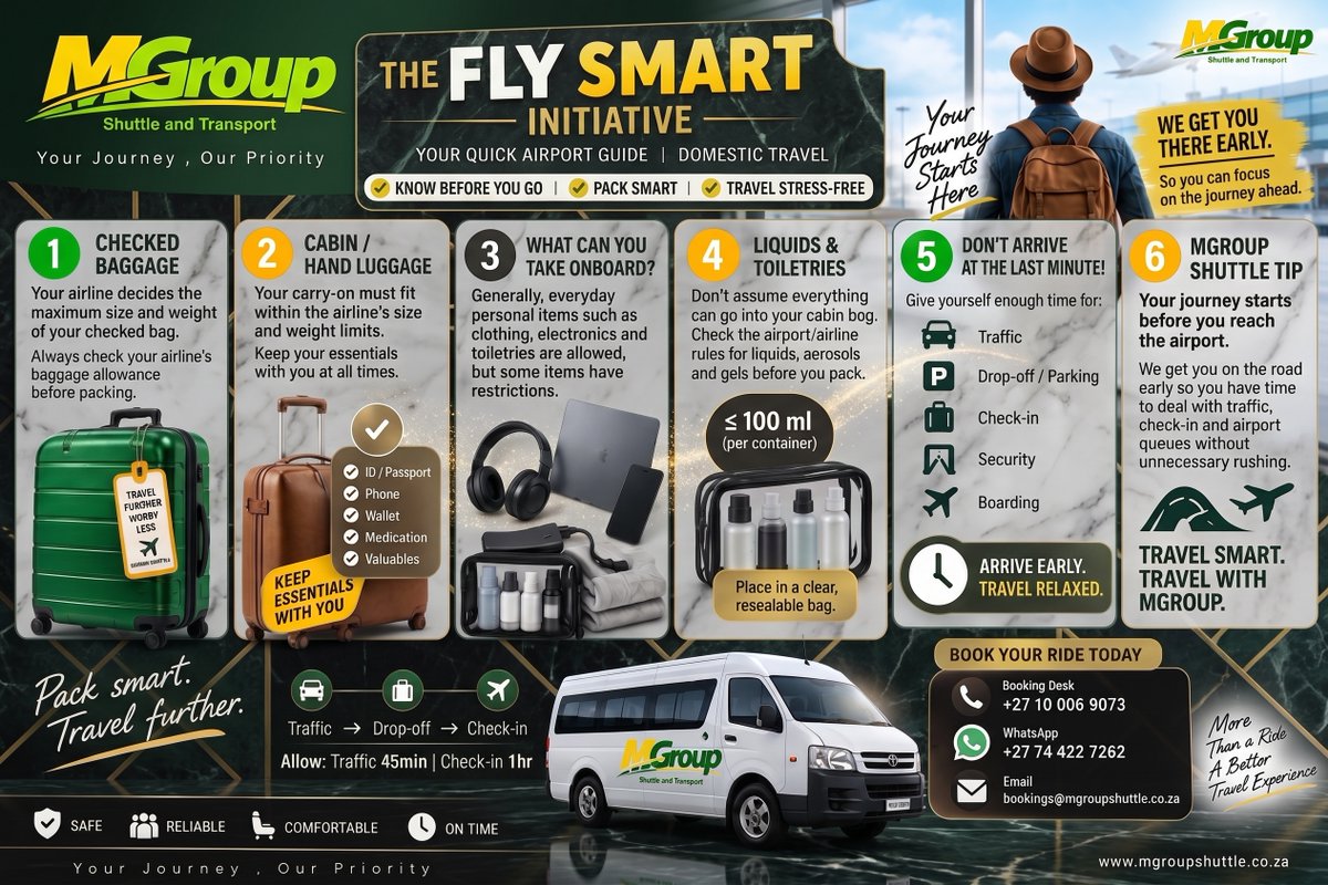 mgroupshuttle's tweet photo. First flight jitters? Not on our watch! 
    
 High five to our first-time flyer gearing up for an epic upcoming trip!
3 Quick Tips for Your First Flight:
Keep your essential documents and charger in your personal item, not cabin    luggage.
Chewgum or sip water during takeoff and landing to help your ears adjust.
Relax   and enjoy the clouds, you are in great hands! #mgroupshuttle #sblove #newscastle #trendingréels
