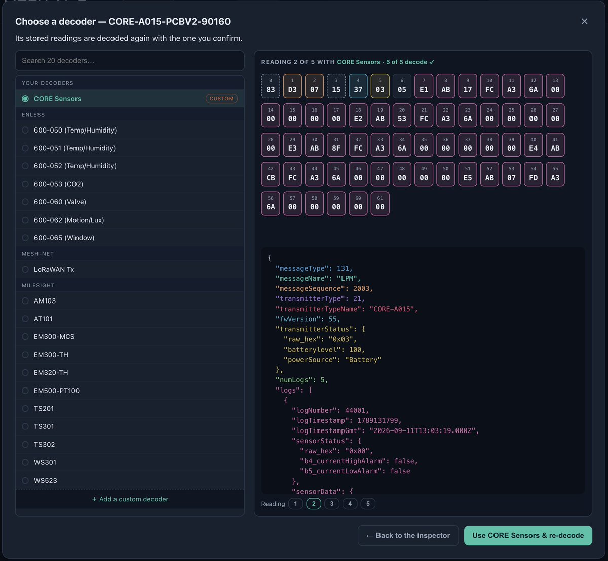 MeshNetLtd's tweet photo. Hex archaeology is not a personality.

Enless sensors decode OOTB. Milesight too. Need something else? TS013 codec + byte inspector — on your server.

Book a private walkthrough → https://t.co/citDMlKLX7 https://t.co/AbU9HrL7St