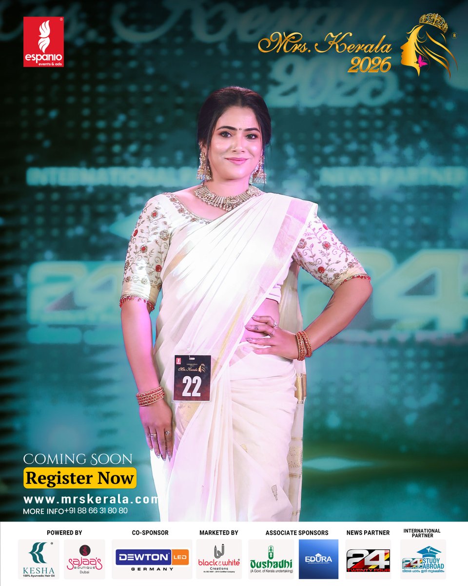 espanioevents's tweet photo. ✨ It’s Your Time to Shine. It’s Your Time to Be Mrs Kerala 2026! 👑
📢 Registrations Are Now Open!
🔗 Apply Now: https://t.co/KVOJtYVKI6
📞 +91 88 66 31 80 80
#MrsKerala2026 #MrsKerala #MrsKeralaPageant #KeralaBeautyPageant #MrsKeralaRegistration https://t.co/8eFAmOOAOU