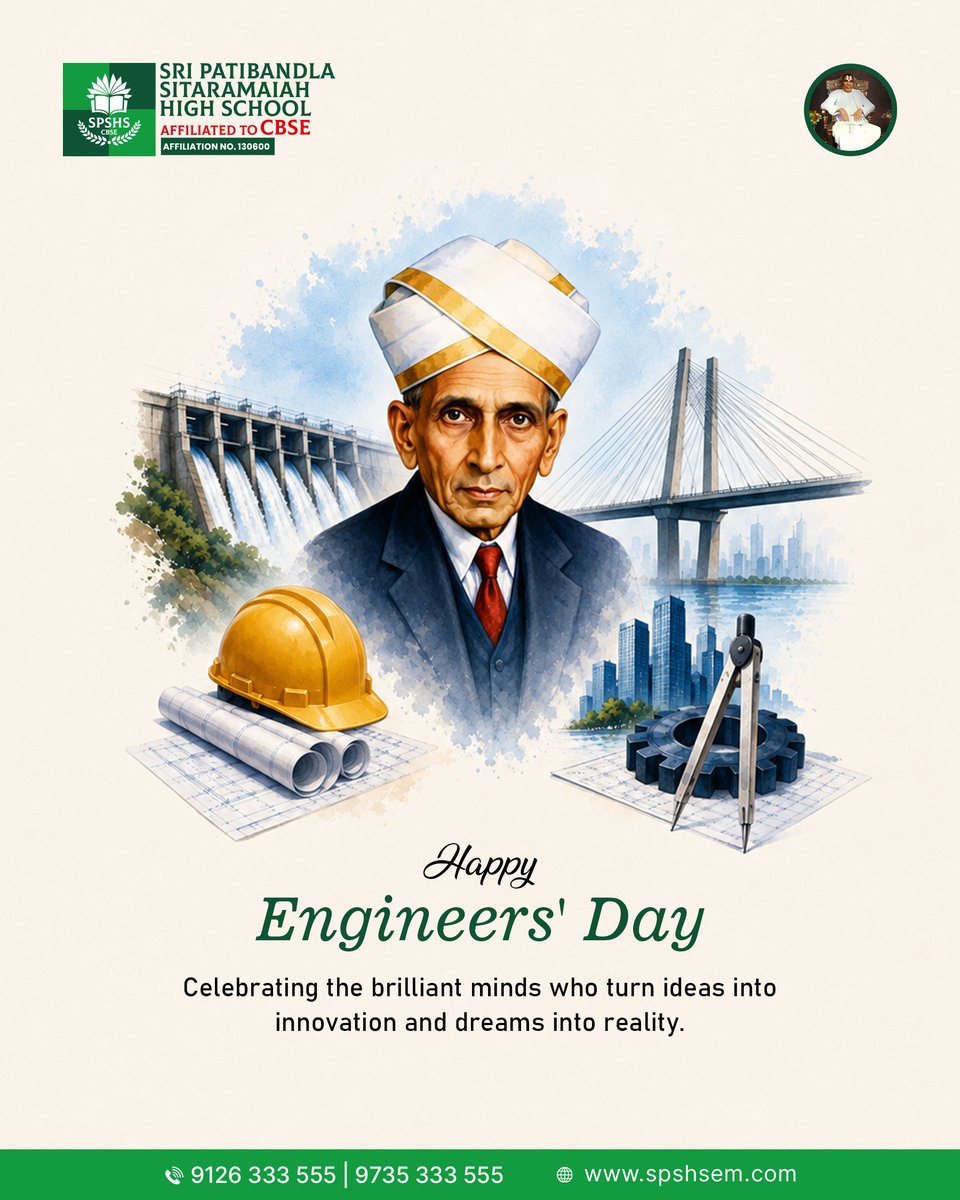 cbsesps's tweet photo. On Engineers’ Day, we celebrate the brilliant minds who transform ideas into innovation and shape a better tomorrow. May their knowledge, creativity and dedication continue to inspire future generations. 👷‍♂️���#EngineersDay #Innovation #SPHSHS https://t.co/kdkWW2MCqR