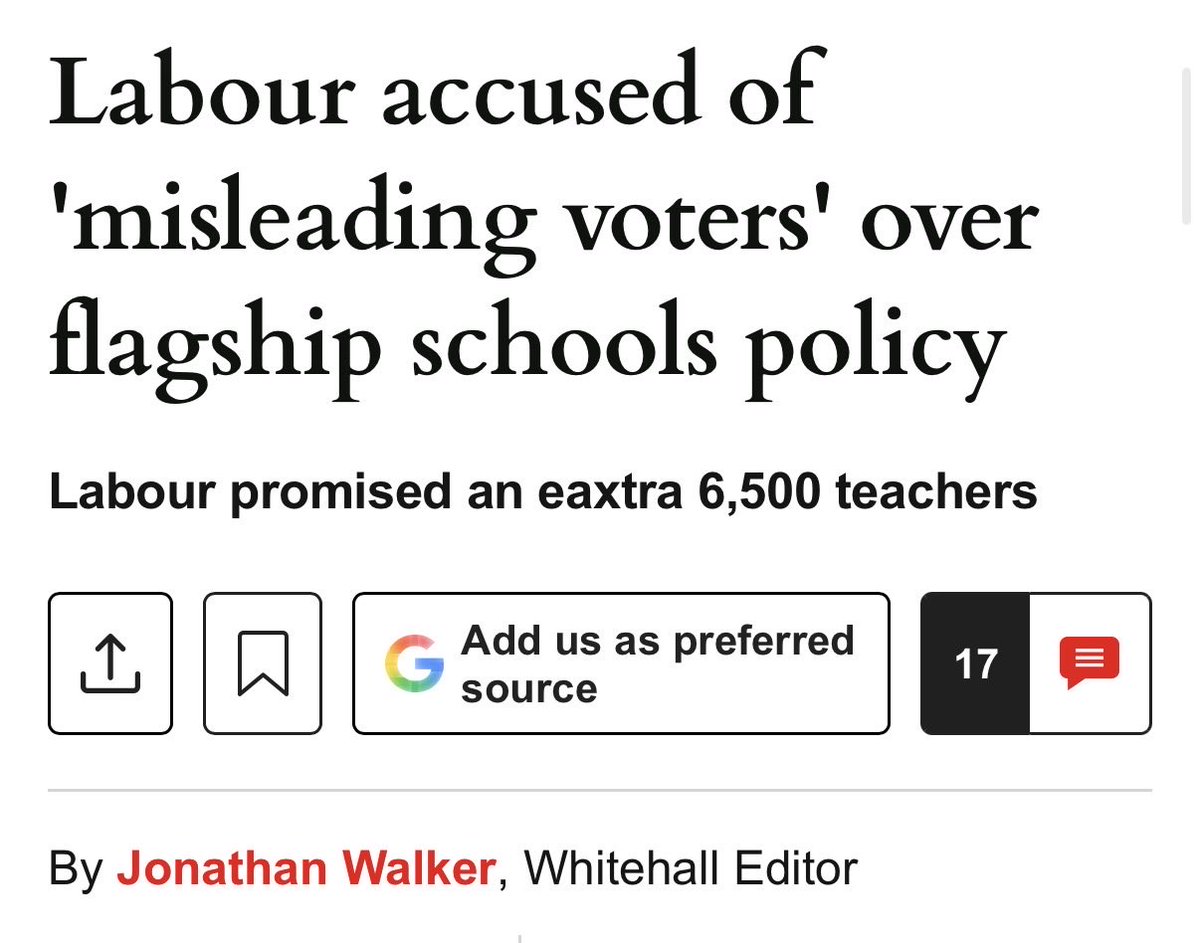 PeterforNWCambs's tweet photo. As always Labour have tried to mislead the public.

Their 2024 general election manifesto promised: “Labour will recruit an additional 6,500 new expert teachers”. 

But latest official figures show there are 466,372 full time teachers in England, down from 468,694 in 2024, a fall of 2,322.