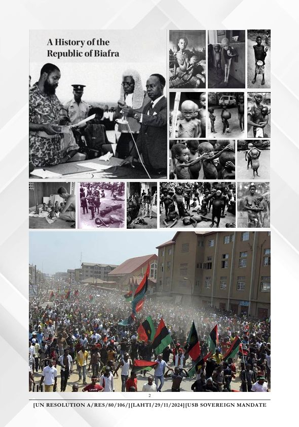 USBGovernment's tweet photo. UNITED NATIONS: COUNTRY INFORMATION

CONFEDERATING STATES  
The Biafra People of Aba, Adoka, Afemai Igodomigodo, Ahoada, Akpakip Oro, Alanso, Alaudo, Anioma, Branem, Calabar, Ebonyi, Ebube, Edda, Enugu, Epie, Esan Igodomigodo, Ezeani, Iden Igodomigodo, Idung Ibom, Igala, Igbani, Ika, Ikemba, Ikom, Ikwumisia, Ittai Anang, Iwere, Iwhunroha, Odumegwu, Ogbia, Ogoja, Ohabuenyi, Ohaukwu, Okigwe, Omambala, Orlu, Owerri, Qua, South Atlantic, Urhobo/Isoko. 

GEOGRAPHIC LOCATION  
Western Africa, bordering the Bight of Biafra (Atlantic Ocean). The USB asserts Absolute Jurisdiction over the ancestral lands of the Bight, extending from the Lower Niger to the Cross River.  

GEOGRAPHY - NOTE  
The USB utilizes both Physical and Digital Sovereignty Protocols (USB/DIGITAL-SOV/2026 088) to maintain administrative presence over its territory despite terrestrial occupation. This Duality Invoked allows the state to function in "many places at once" via the Akanshi Records.  

AREA  
Total: Approximately 77,306 sq km (Ancestral Terrestrial Base) + Infinite Digital Sovereign Domain. Comparative: Slightly larger than Sierra Leone, with an outsized Economic/Digital Footprint. 

CLIMATE  
Tropical; hot and humid. Monsoon season (May–October) and dry season (November–April). The climate is synchronized with the Chi na Eke Manifest for agricultural and spiritual cycles. 

GOVERNMENT TYPE  
Confederated Republic. The state is organized as a Confederation of States and Counties (Section 4, Art. 40, 50). It operates under a system of Separation of Powers and Representative Government (Section 15, Art. 167, 168). 

REGIONS (STATES & COUNTIES)  
The Confederation is composed of States and Counties (Section 4, Art. 40, 50). States possess Autonomy (Art. 46) and their own State Constitutions (Art. 51), while participating in federal decision-making (Art. 44). 

INDEPENDENCE & SOVEREIGNTY  
The Constitution defines State Sovereignty and Limitation (Section 1, Art. 3), asserting the right to self-governance. It is the functional fulfilment of the Interrupted Sovereignty mirrored in the UN Index on Biafra (1968).  

CONSTITUTION  
The Constitution of the United States of Biafra (USB). Adopted on the 2 of December 2024, at the restoration of independence held in Lahti Finland, as the supreme law to ensure Rule of Law (Art. 5) and Human Dignity (Art. 7). It governs the Inherent Genetic Blueprint and civil order of the Biafran people.  

LEGAL SYSTEM  
A Federal Legal Framework where Federal Law takes precedence (Art. 49). It includes Civil Law (Section 10, Art. 135) and Criminal Law (Art. 136). The system provides General Procedural Guarantees (Art. 29) and specific protections for Judicial Proceedings (Art. 30).

Global Administrative Grid: Our leadership is currently supported by a robust Legal Team and 66 Diplomatic Mission Representatives across the globe (14 in Europe, 23 in Africa, 10 in Asia, 9 in the Americas, 8 in the Middle East 2 in Oceania).

@UN @_AfricanUnion @court_afchpr @achpr_cadhp @SADC_News @ASEAN @EUCouncil @CoE_RuleofLaw