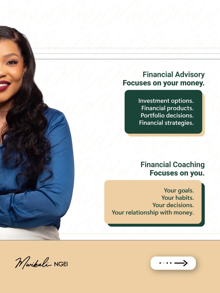 tinahngei's tweet photo. The biggest financial decisions don't start with investments.

Financial advisory helps you decide what to do with your money. Financial coaching helps you understand how you make financial decisions, your habits, mindset, goals, and behaviours. Lasting financial progress isn't b https://t.co/WFIXUWzZhx