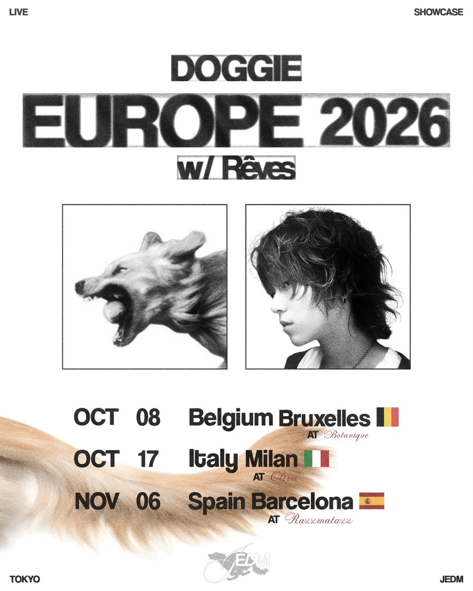 doggie_inu's tweet photo. Rêvesとヨーロッパツアーします!
DOGGIE EUROPE TOUR 2026
#JEDM for Europe https://t.co/hqfw5G1TYy