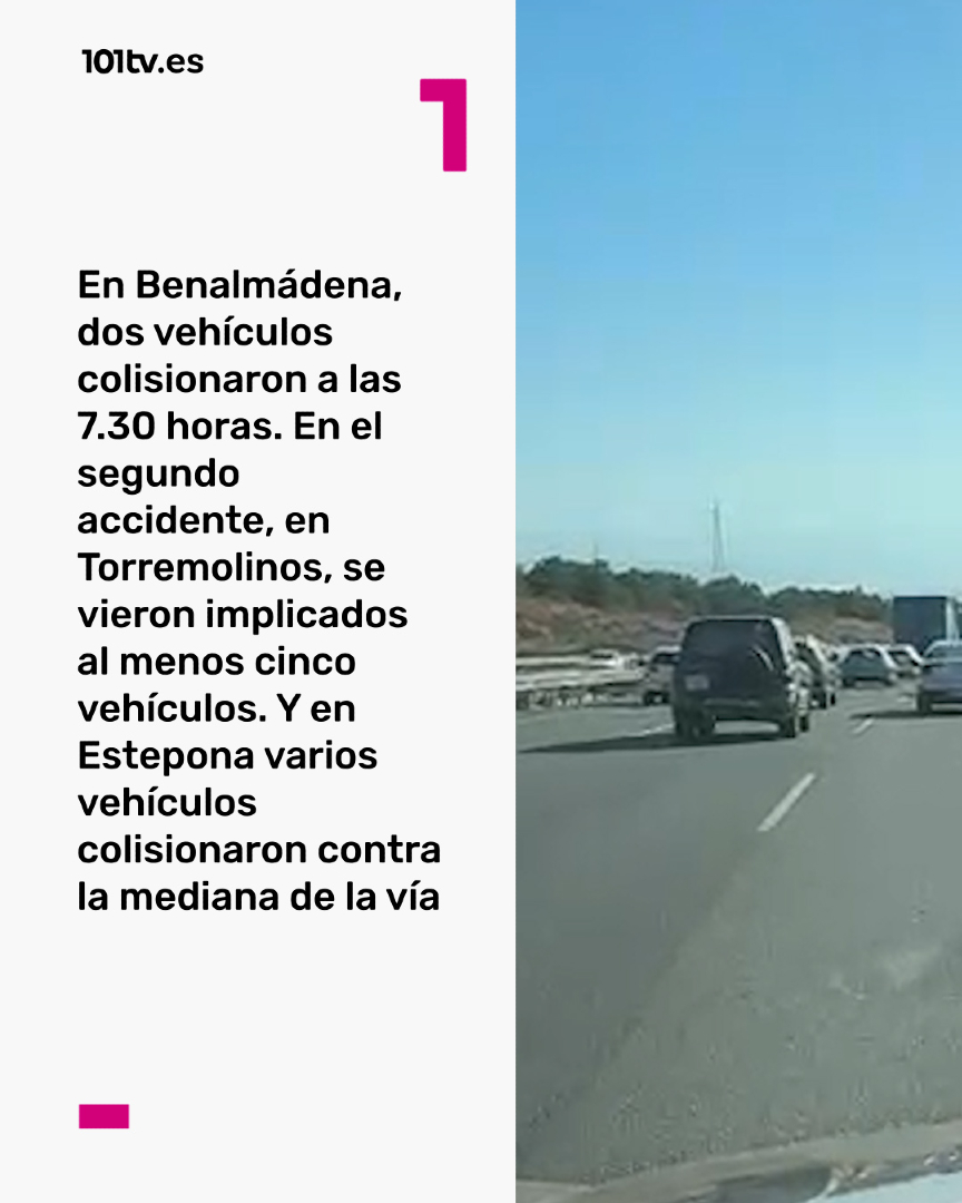 101tvMalaga's tweet photo. 🚘 La mañana de este martes 15 de septiembre está resultando especialmente complicada para quienes circulan por la Costa del Sol. Tres accidentes registrados en apenas un par de horas en la autovía A-7 han provocado importantes retenciones que afectan a varios municipios malagueños, desde Benalmádena hasta Estepona.

📱 Más información en https://t.co/hXxMoz09bz

#Málaga #Atasco #Accidente #Tráfico
