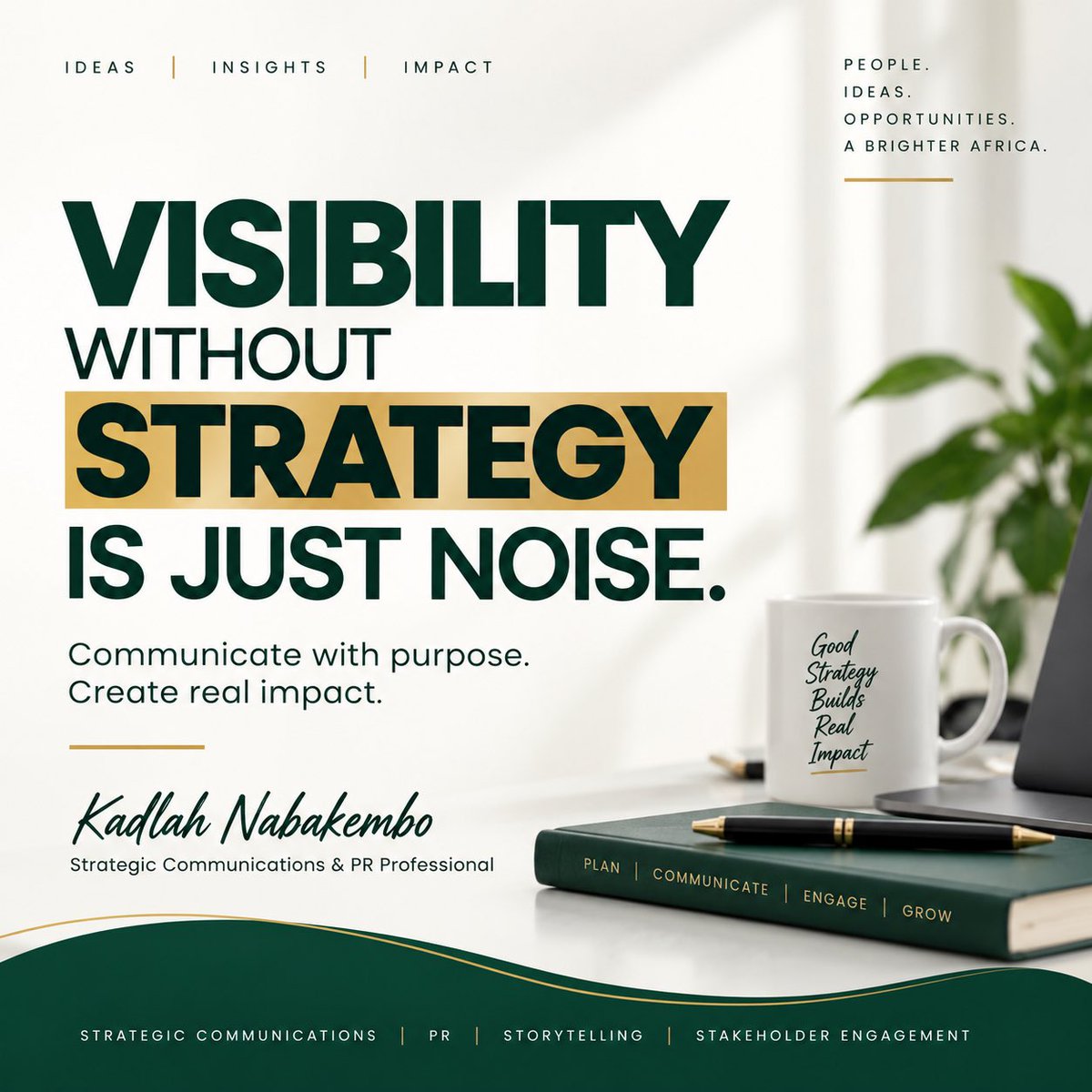 KNabakembo's tweet photo. Visibility is not the same as impact.

You can post every day, attend every event and be on every platform  and still not be understood.

Good communication isn’t about making more noise.
It’s about being seen, understood, trusted and remembered.

That takes strategy.

Communicate with purpose. Create real impact.

#StrategicCommunications #PR #CommunicationStrategy 
@PRAU_Uganda