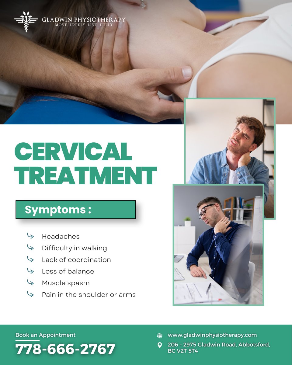 mobility_physio's tweet photo. Neck pain, headaches, muscle spasms, or shoulder/arm pain? Cervical physiotherapy can help improve movement and comfort.

Book your appointment today: 778-666-2767

🔗 https://t.co/psbhm8Kh77

#Physiotherapy #NeckPain #CervicalTreatment #AbbotsfordBC https://t.co/Cmg4AlaGiy