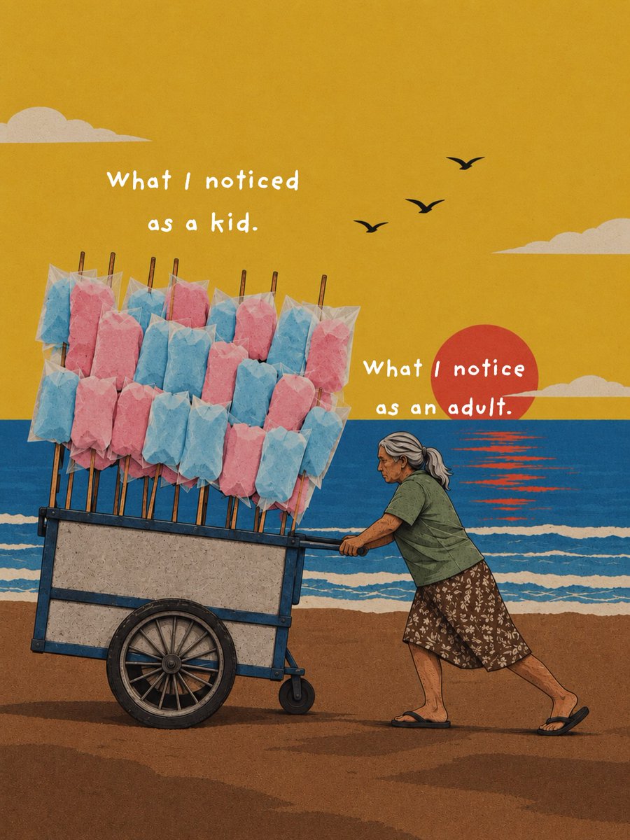 MittieDunscam's tweet photo. Growing up changes how we see the world. As children, we notice colorful balloons, street vendors, cotton candy, bike rides, and the little moments that make ordinary days magical. As adults, we see the hard work, sacrifices, and quiet exhaustion https://t.co/mm5cw63GRp