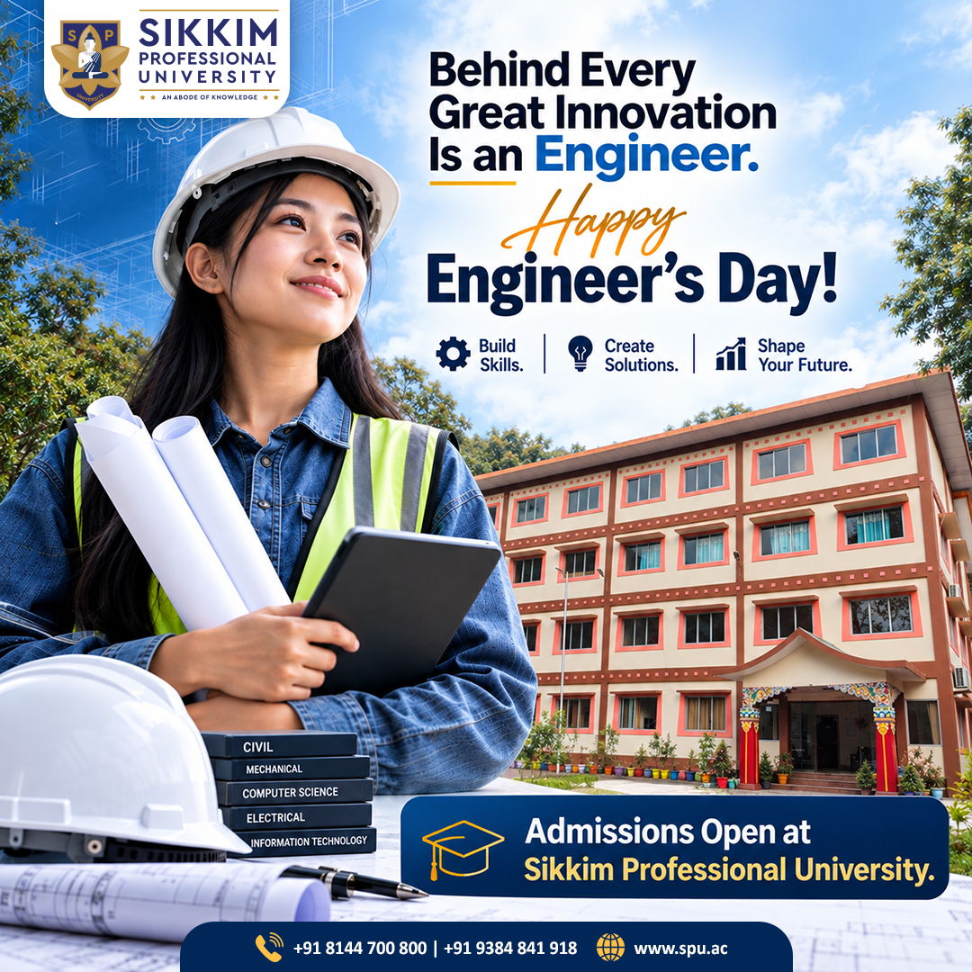 SPUSikkim's tweet photo. Behind Every Great Innovation Is an Engineer. ⚙️

Celebrating the brilliant minds who turn ideas into solutions and shape a smarter, better tomorrow. Happy Engineers’ Day! 🚀

#EngineersDay #HappyEngineersDay #SPUGangtok #Innovation #Technology #EngineeringStudents https://t.co/AwQkXobw72