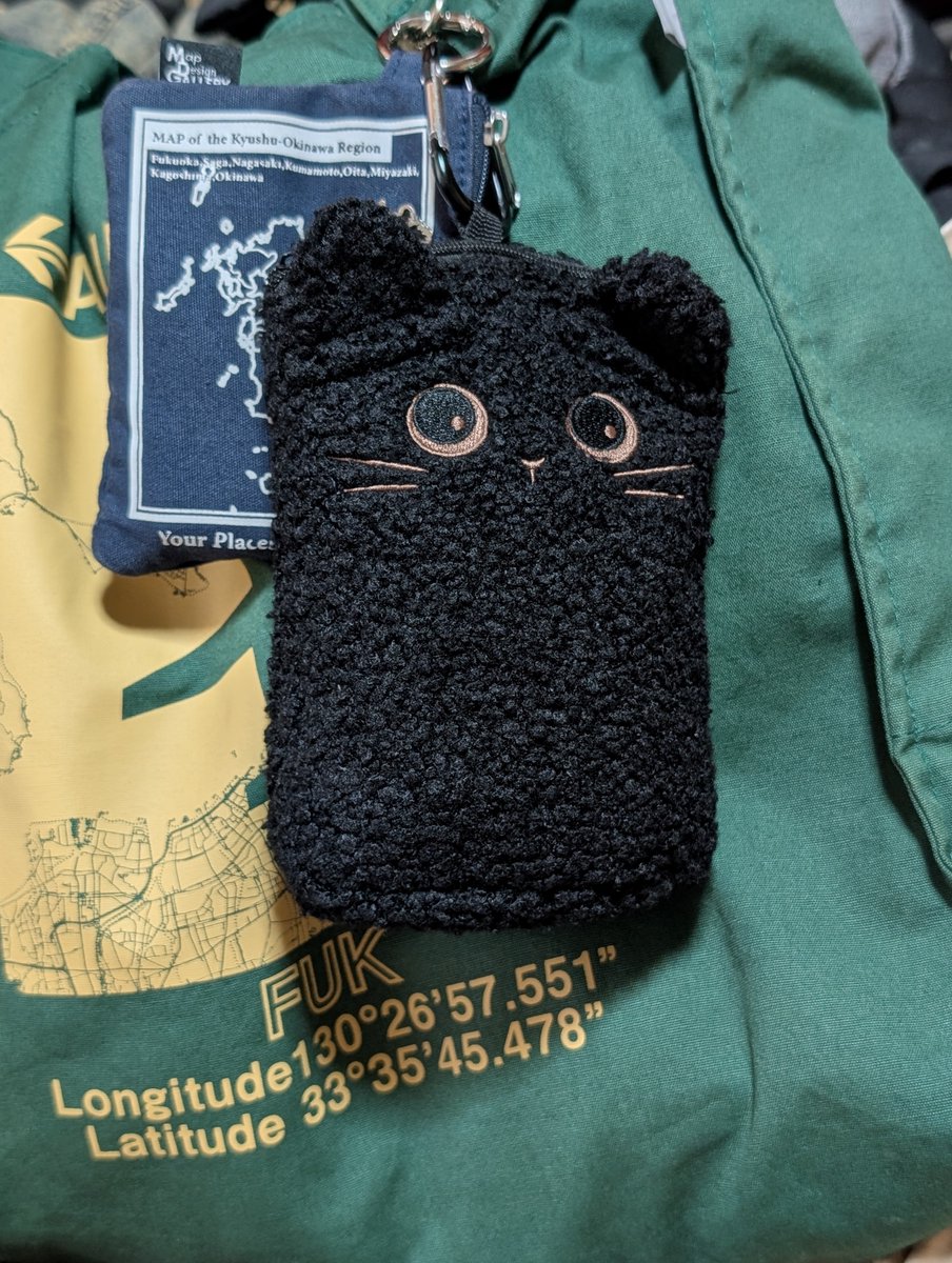 r_28_39's tweet photo. KALDIで黒にゃんこポーチGETして帰って来たらアパートの入口に黒にゃんこが座ってこっち見てたのよ！偶然やけどびっくり https://t.co/crNkkt7nkO