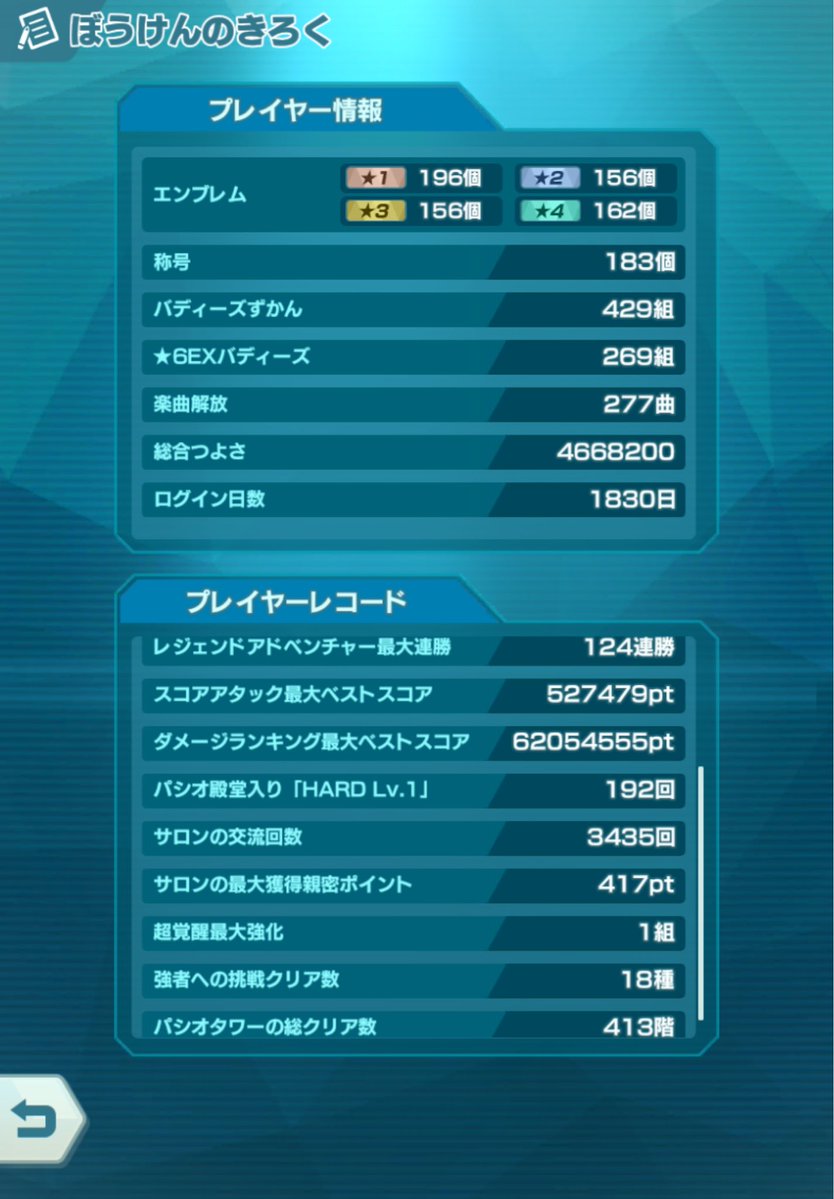 PKMASUEX_'s tweet photo. 1枚目 所持バディーズ
2枚目 ぼうけんのきろく
3.4枚目 タワー進捗 https://t.co/EaSpieylvi