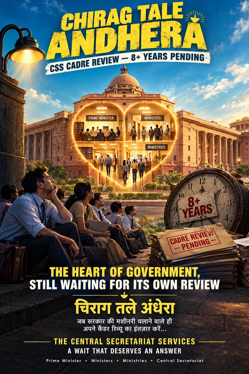 AdrRishi's tweet photo. The issue is bigger than individual promotions.
It is about whether the Central Secretariat has the human-resource capacity required to efficiently support the Government of India.
@PMOIndia
@Drjitendrasingh
@doptgoi
#ExpediteCSSCadreReview #चिराग़तलेअंधेरा https://t.co/gcWIf3l7M7