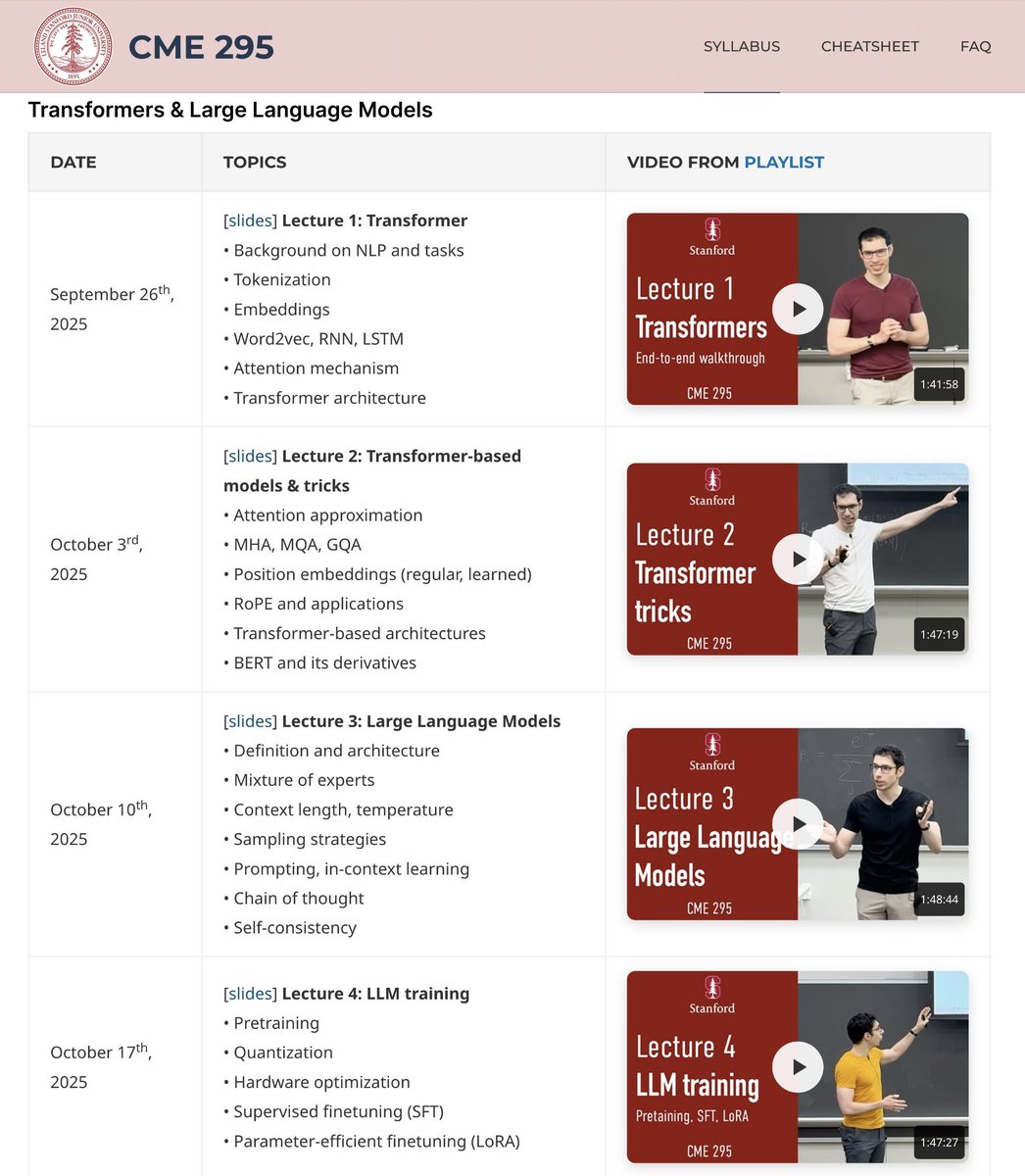 vivekgalatage's tweet photo. One of the best in the business!!

Stanford: CME 295 - Transformers &amp; Large Language Models 

https://t.co/v7XOyDj7D3 https://t.co/d4aFLFKp6X