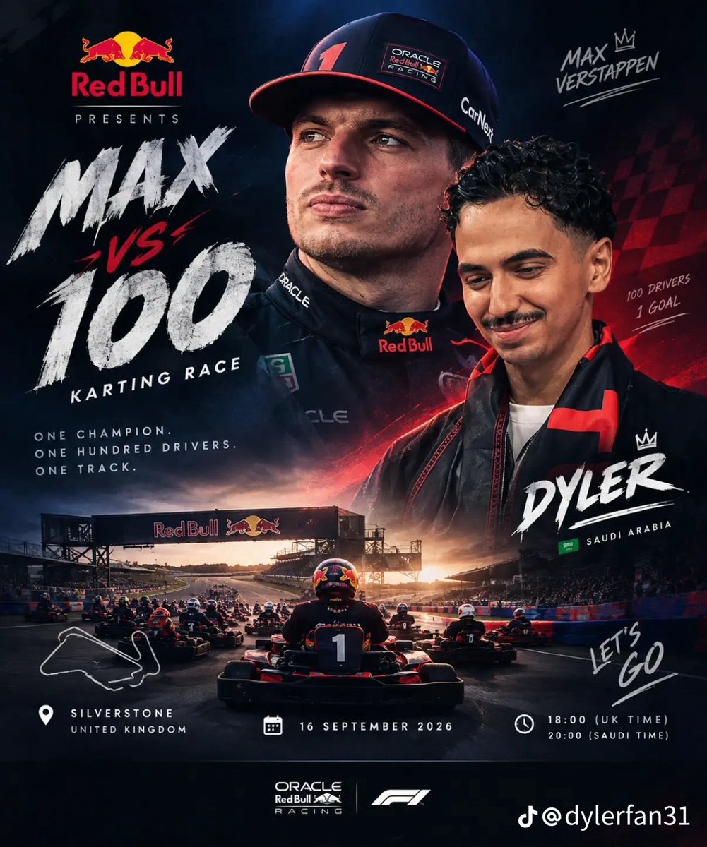 Nero_DLR's tweet photo. 🚨 | معلومات عن تحدي ماكس فيرستابن ضد ١٠٠ متسابق كارتينق 🏁

🗓️ الأربعاء، ١٦ سبتمبر
⏰ ٧:٠٠م بتوقيت السعودية
📺 البث: Disney+ / ESPN
⚠️ مو مؤكد البث بالخليج العربي
فيه لايف يوتيوب على قناة 
Red Bull Motorsports

⬅️ ماكس بيبدأ من الأخير ضد ١٠٠ متسابق
⬅️ يطلع المتسابق اذا تجاوزه ماكس

🇸🇦 دايلر #45 بيكون العربي الوحيد بين الـ٩٩ متسابق 💚
