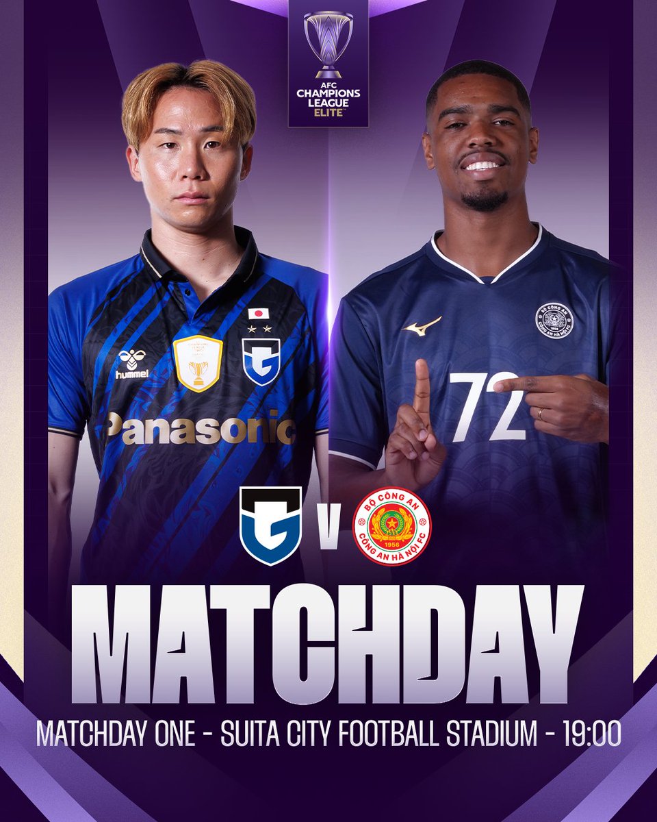 TheAFCCL_jp's tweet photo. 𝗠𝗔𝗧𝗖𝗛𝗗𝗔𝗬

🇯🇵ガンバ大阪 🆚 コンアン・ハノイ🇻🇳

今夜はACL2王者がVリーグ王者との一戦に臨む！👊

#ACLElite | #GAMvCAN @GAMBA_OFFICIAL https://t.co/LUfHrKKkbV
