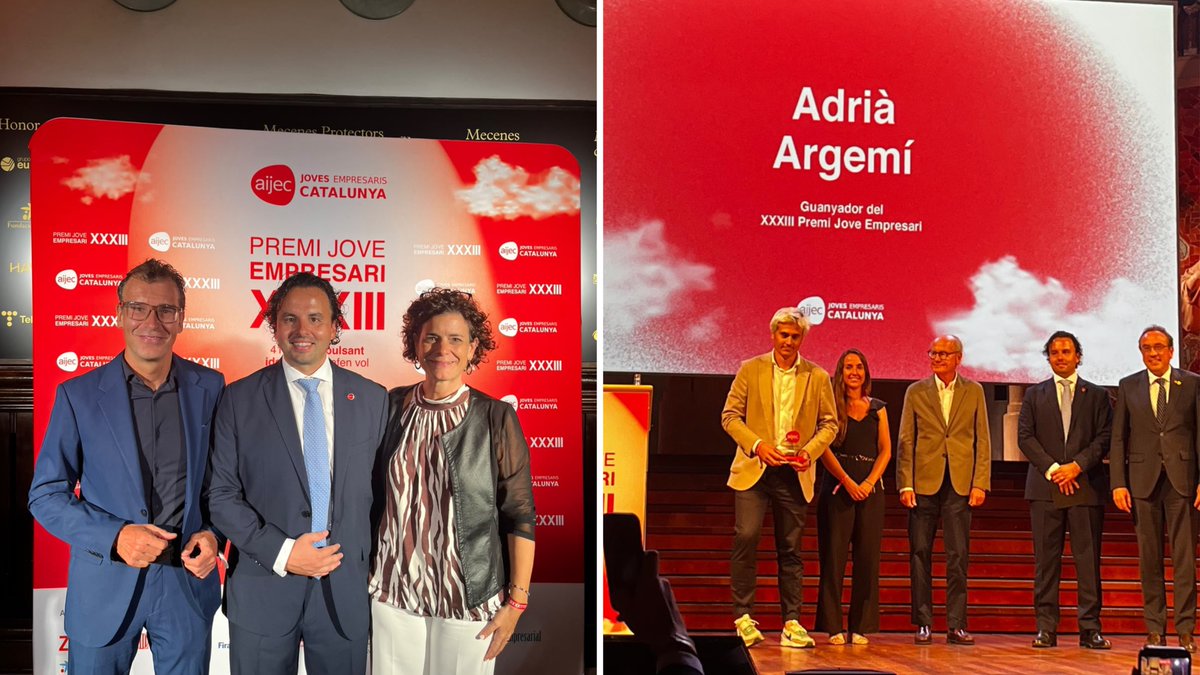 FPdGi's tweet photo. Avui felicitem Adrià Argemí Samsó, cofundador i CEO de @Pangea_Prop, per rebre el XXXIII Premi Jove Empresari de @AIJEC https://t.co/Hy8h913BDs