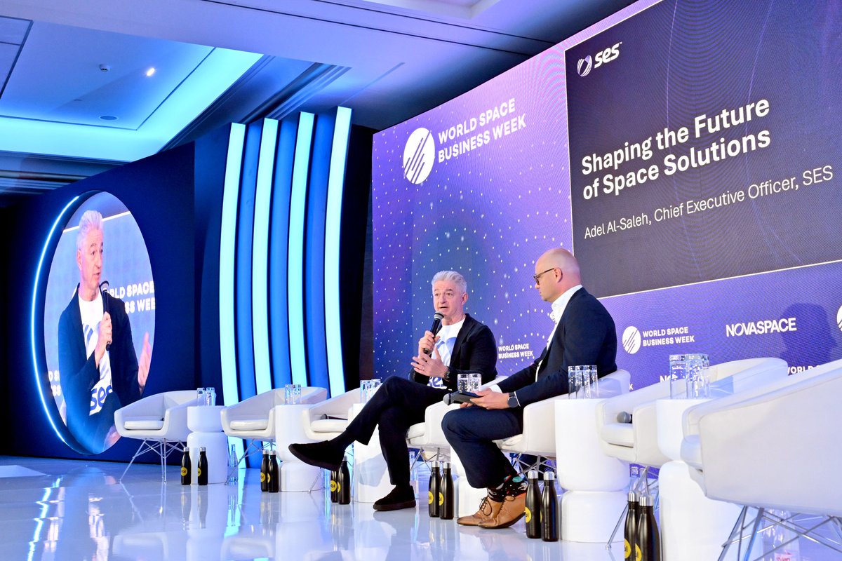 SES_Satellites's tweet photo. Live from #WSBW26 in Paris: Our CEO, Adel Al-Saleh, took the stage today to share his vision for the future of the satellite industry and SES's continued evolution as a space solutions company.

A key theme of his message was that what we provide customers goes far beyond capacity. Today's government, aviation, and enterprise customers need mission-focused solutions, and SES is uniquely positioned to deliver end-to-end services that support their most critical operations.

As we continue to vertically integrate our capabilities, we're expanding our focus beyond connectivity into areas such as sensing, space situational awareness, hosted payloads, direct-to-device (D2D) services, and next-generation secure communications. Combined with our multi-orbit capabilities, these solutions are helping build more resilient, secure, and flexible networks for the future.

Adel also highlighted how innovations such as meoSphere and IRIS² are advancing secure connectivity and enabling new possibilities for governments and institutions across Europe and beyond.

As part of that vision, he discussed our expanded collaboration with @elveomobile,  which will strengthen Europe's direct-to-device ecosystem by combining SES's multi-orbit capabilities with Elveo's patented D2D technology.

This collaboration will help establish D2D satellite manufacturing and supply chain capabilities in Europe, supporting the development of a unique multi-orbit architecture designed to deliver reliable, sovereign, and secure connectivity for governments and institutions.

Read the press release: https://t.co/Mo6TUaH1a3

#WSBW26 #SpaceTech #SatelliteCommunications #DirectToDevice #IRIS2 #Government #Aviation #Connectivity #Innovation #SpaceEconomy