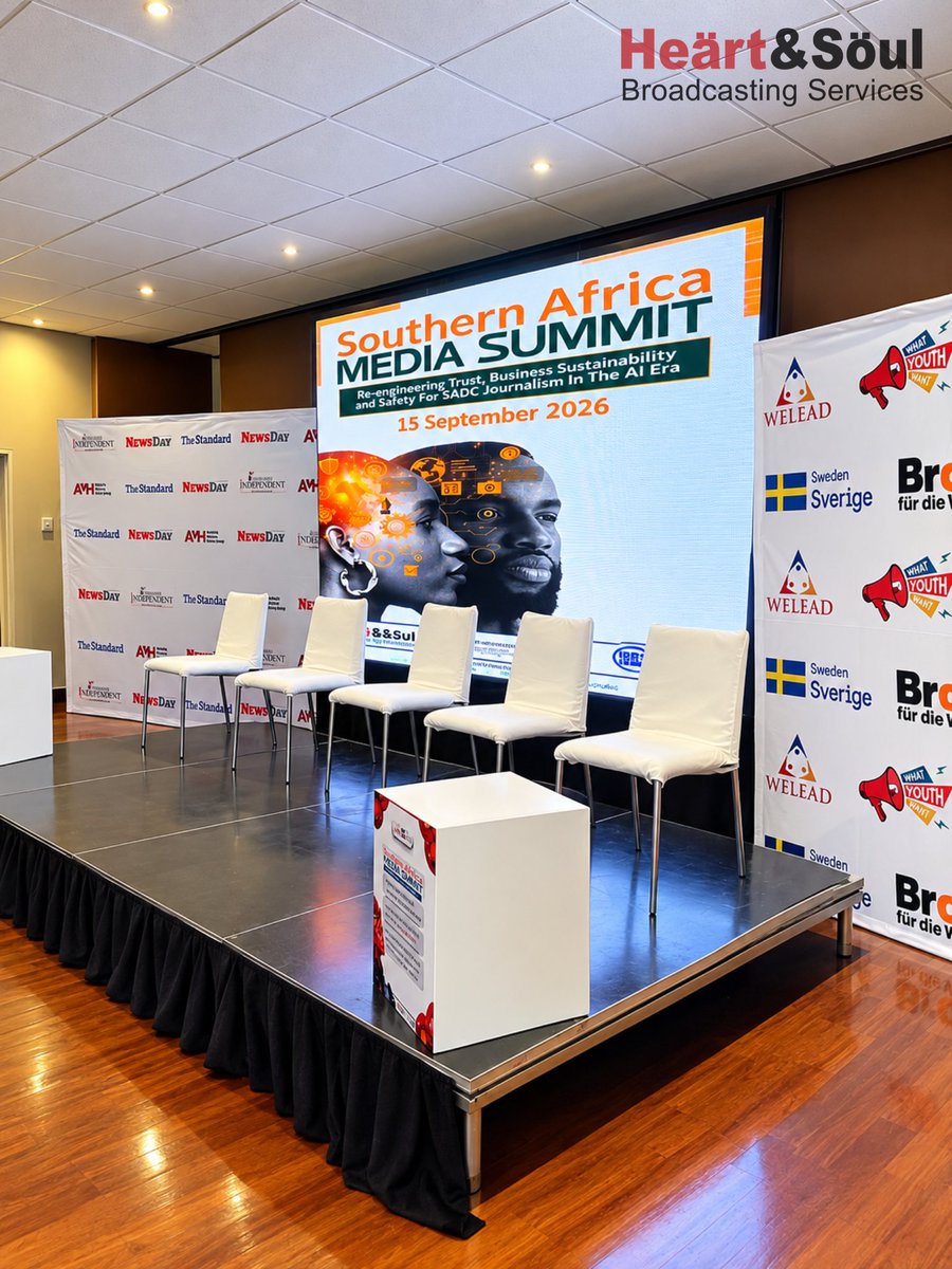 HStvNews's tweet photo. 🔴 #HappeningNow | Southern Africa Media Summit 2026—the region's definitive platform driving real, actionable solutions to re-engineer trust and secure the future of SADC media. #SAMS2026 https://t.co/GkcKq6Szs8