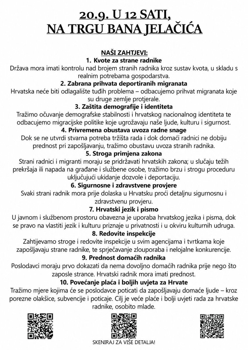 RWatch17127's tweet photo. Tko ide na prosvjed ZA legalnu imigraciju? 😅
#UdrugaZaBoljuHrvatsku
#HrvatskiRatnik https://t.co/E4Kx49qpUO