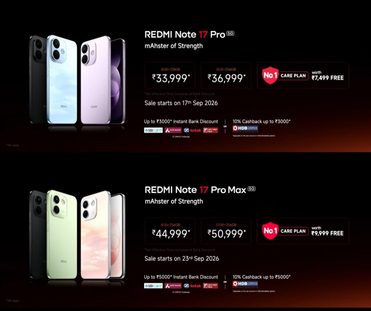 aalam_prevej's tweet photo. REDMI Note 17 Pro Series launched in India 🇮🇳

#REDMI #REDMINote17 #REDMINote17ProMax https://t.co/JJSd8HoMjL