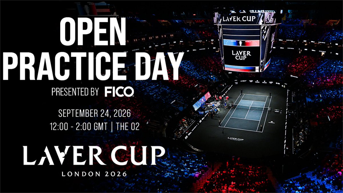 TheO2's tweet photo. 🆕JUST ANNOUNCED🆕 The @LaverCup Practice Day will take place at The O2 on Thursday 24 September 2026.

Tickets on sale now🎟️ ⬇️
https://t.co/1buNz1Q6Qb https://t.co/kZSIBxcIXZ
