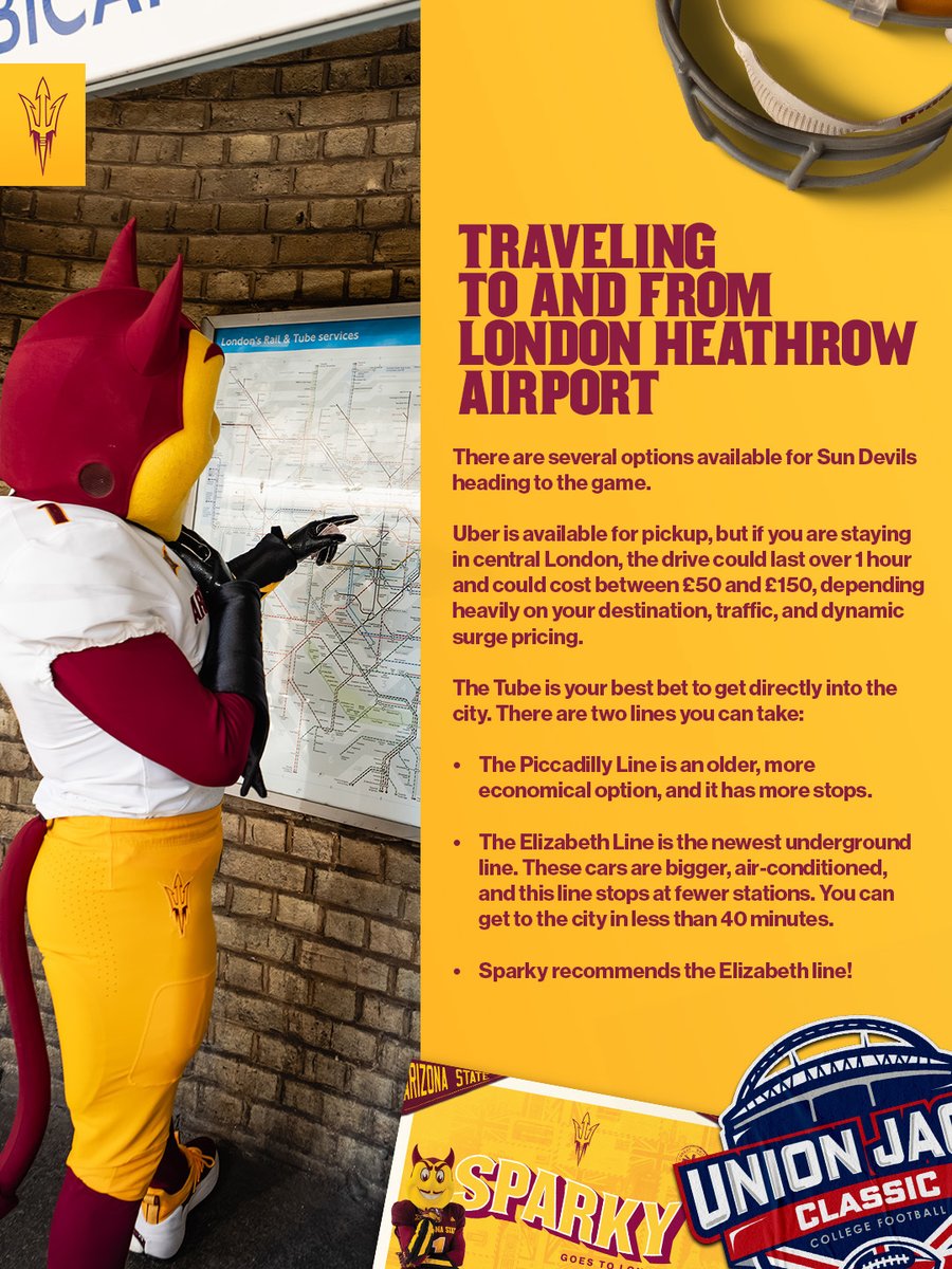 TheSunDevils's tweet photo. Need help getting around London? Let Sparky show you how to travel around the city like a local 😎

More info here - https://t.co/C5T2X8sljm https://t.co/A8Bd4jWBf3