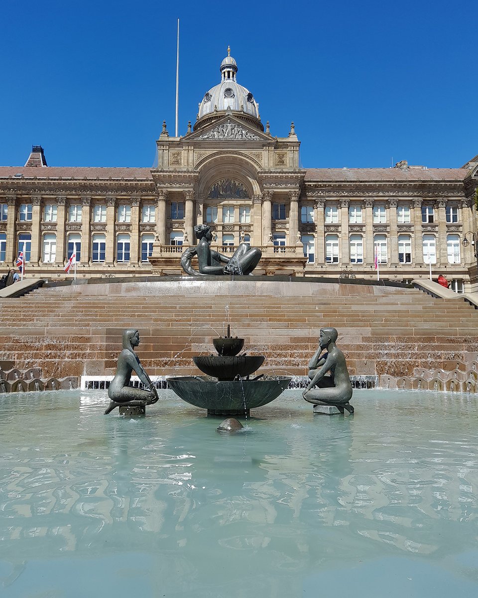 The council house Birmingham with the fountain in foreground