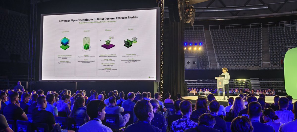 InfobipShift's tweet photo. Architectural breakthroughs solve problems.... but also reveal new ones along the way. 

Kicking off day 2 with @igor_dmochowski &amp; @nvidia Nemotron case study going from early Transformer models to today's cutting edge infrastructure 🏃‍♂️

#ShiftConference https://t.co/ZjYlYoKuCj