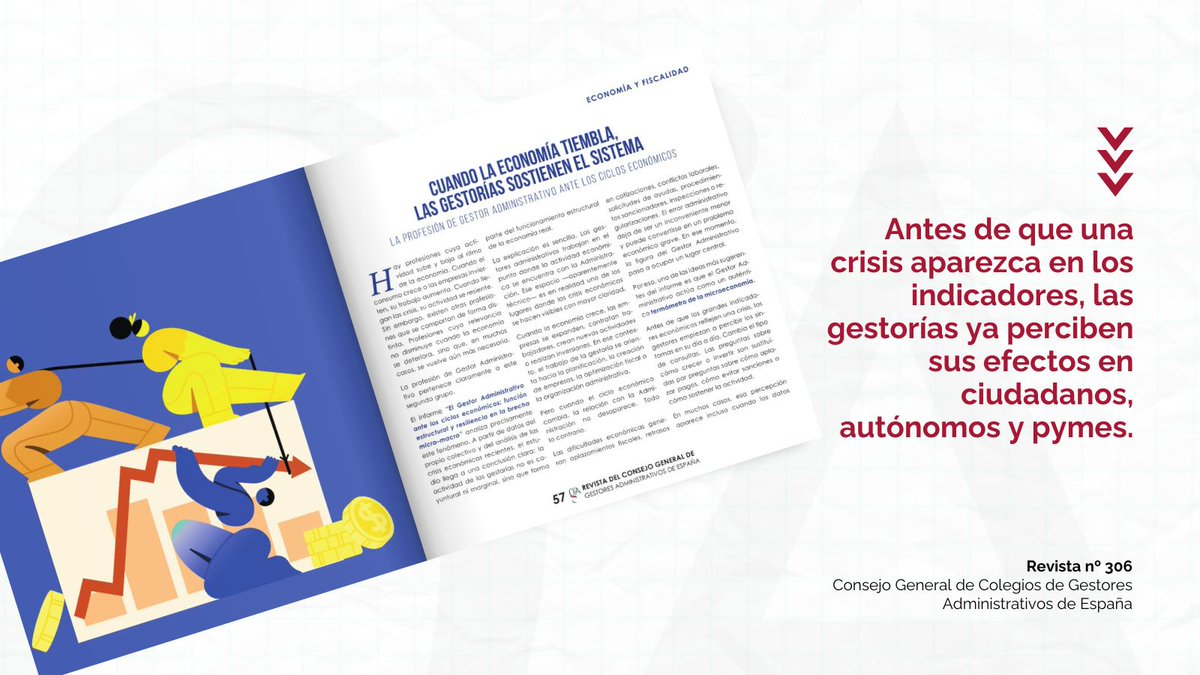 ConsejoGestores's tweet photo. #RevistagA: Cuando la economía crece, las gestorías ayudan a impulsar proyectos. 
El #GestorAdministrativo actúa como puente entre la economía real y la Administración, acompañando a autónomos y pymes en cada ciclo económico. Pág. 57: https://t.co/wIfGpMg8hA https://t.co/OqzRLPrAmP