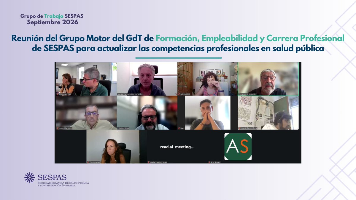 sespas's tweet photo. 🧩 SESPAS avanza en la actualización de las competencias profesionales en salud pública.

👥El grupo motor impulsado por SESPAS, a través de su Grupo de Trabajo de Formación, Empleabilidad y Carrera Profesional, ha celebrado una nueva reunión para avanzar en la revisión del marco de competencias profesionales, iniciativa coordinada por Fernando G. Benavides.

👉El objetivo es actualizar el marco elaborado por SESPAS y la SEE en 2006 para adaptarlo a los retos actuales de la salud pública: nuevos riesgos y necesidades, transformación digital, uso de datos, nuevas herramientas de vigilancia y evaluación y una mayor necesidad de coordinación entre sectores y administraciones. 📲

💪El proceso contará con la participación de un grupo de personas expertas de distintos ámbitos y tomará como referencia las funciones esenciales de salud pública de la OMS, junto con otros marcos nacionales e internacionales.

🙌Un paso más para reforzar la formación, el desarrollo profesional y los servicios de salud pública.

Más info aquí 📲https://t.co/7Amw8Z7vam