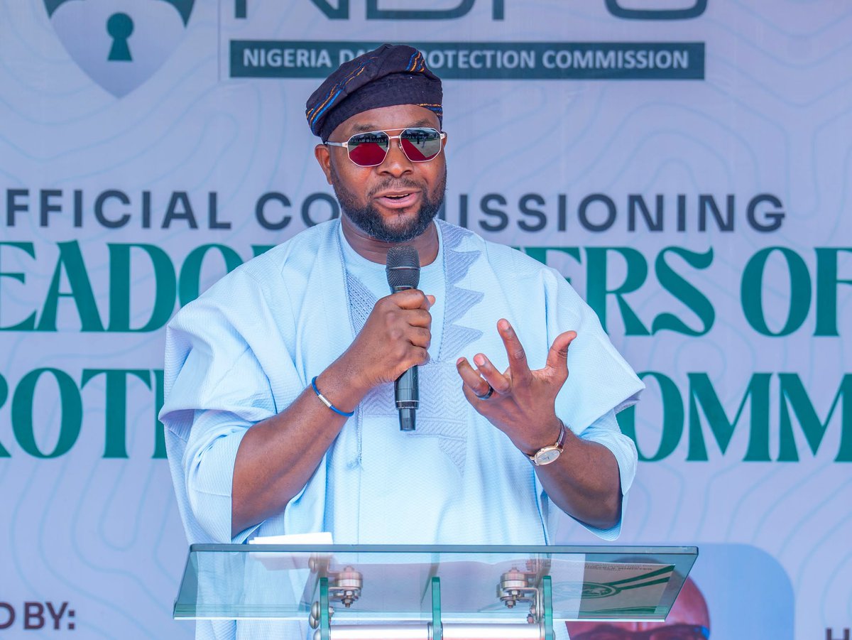 ndpcngr's tweet photo. NDPC Commissions New Headquarters
The Honourable Minister of Communications, Innovation and Digital Economy, Dr ‘Bosun Tijani, today commissioned the new headquarters of the Nigeria Data Protection Commission (NDPC), hosted by the National Commissioner/CEO, Dr Vincent Olatunji, marking a significant milestone in the growth of data protection in Nigeria.

In his remarks, Dr Tijani commended Dr Olatunji’s leadership and the contributions of the Commission to Nigeria’s digital transformation. He also acknowledged President Bola Ahmed Tinubu’s support for the data protection ecosystem, including the signing of the Nigeria Data Protection Act, 2023, the directive for MDAs to comply with data protection regulations, and the allocation of a property to the NDPC for use as its new headquarters.
He further commended the staff of the Commission under the leadership of the National Commissioner for the progress made in advancing data protection in Nigeria and urged them to do more to ensure that data protection and privacy become priorities for all Nigerians.
In his remarks, themed “Upward Trajectory of NDPC,” Dr Olatunji expressed appreciation to President Bola Ahmed Tinubu and the Honourable Minister for their continued support to the Commission.
He reflected on the Commission’s growth from a 12-member unit within NITDA to a leading Data Protection Authority, highlighting key milestones, including 356 licensed data protection-compliant organisations, over 27,000 jobs created, more than 66,000 Nigerians reached through the Virtual Privacy Academy, and 228 training programmes benefiting over 99,000 individuals. He described the new facility as the largest Data Protection Authority office in Africa.

The ceremony was attended by stakeholders from the data protection and digital economy ecosystems, who joined the Commission to mark this significant milestone in Nigeria’s data protection journey.