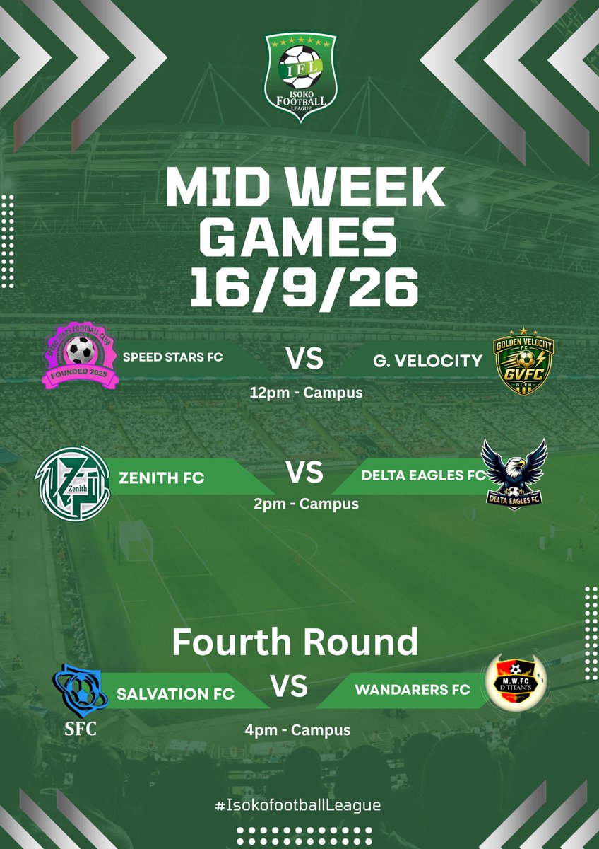 IsokoFootball's tweet photo. Tomorrow we go again, two games to end round 3 and one game to kick off round 4 games.

#Isoko #IFL2026 
#IsokoFootballLeague https://t.co/qXJFvCa68h