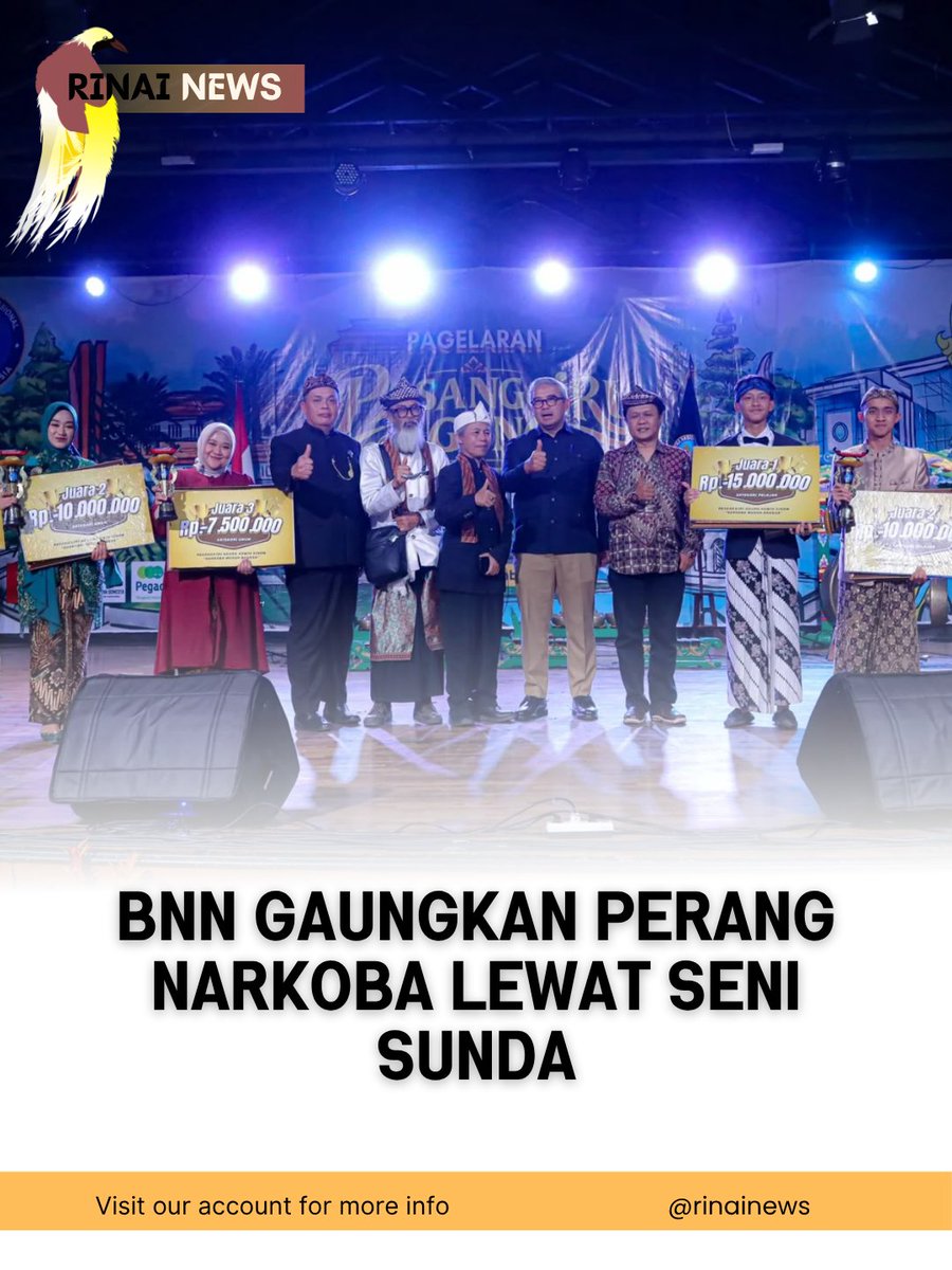 MisykaN's tweet photo. Perang melawan narkoba tak hanya lewat penindakan. BNN Jabar menggunakan seni Sunda melalui Pasanggiri Kawih Sinom “Narkoba Musuh Bangsa” untuk menanamkan pesan antinarkoba kepada generasi muda sejak dini. #LawanNarkoba #BNN #JawaBarat #SeniSunda. https://t.co/2QS9MG9K7h