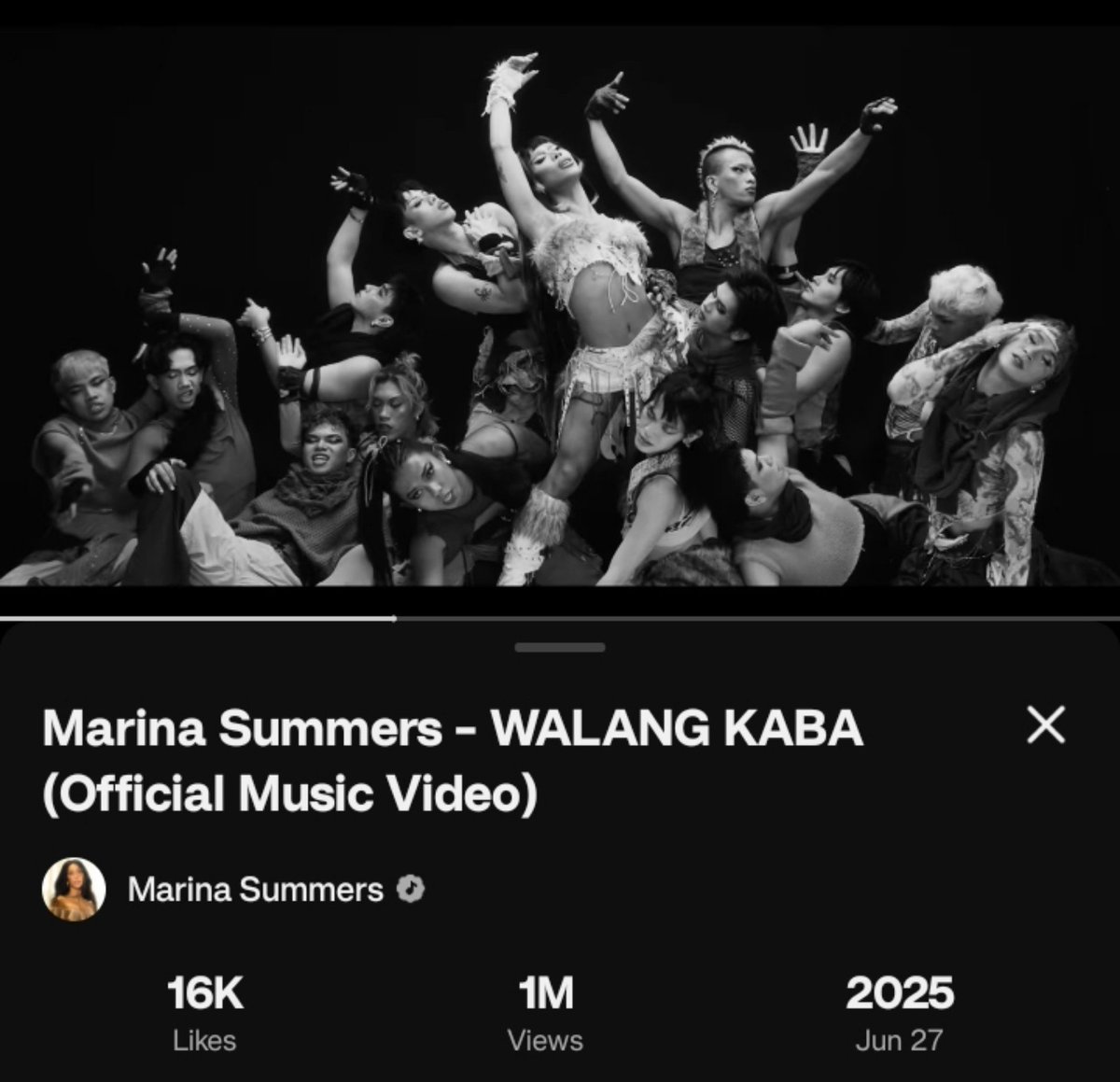 azexrina's tweet photo. WE DID IT DIVAS!! CONGRATS MADAM @marinaxsummers!!!!🖤🤍

Walang Kaba at 1M https://t.co/Q3C9DcvBcW
