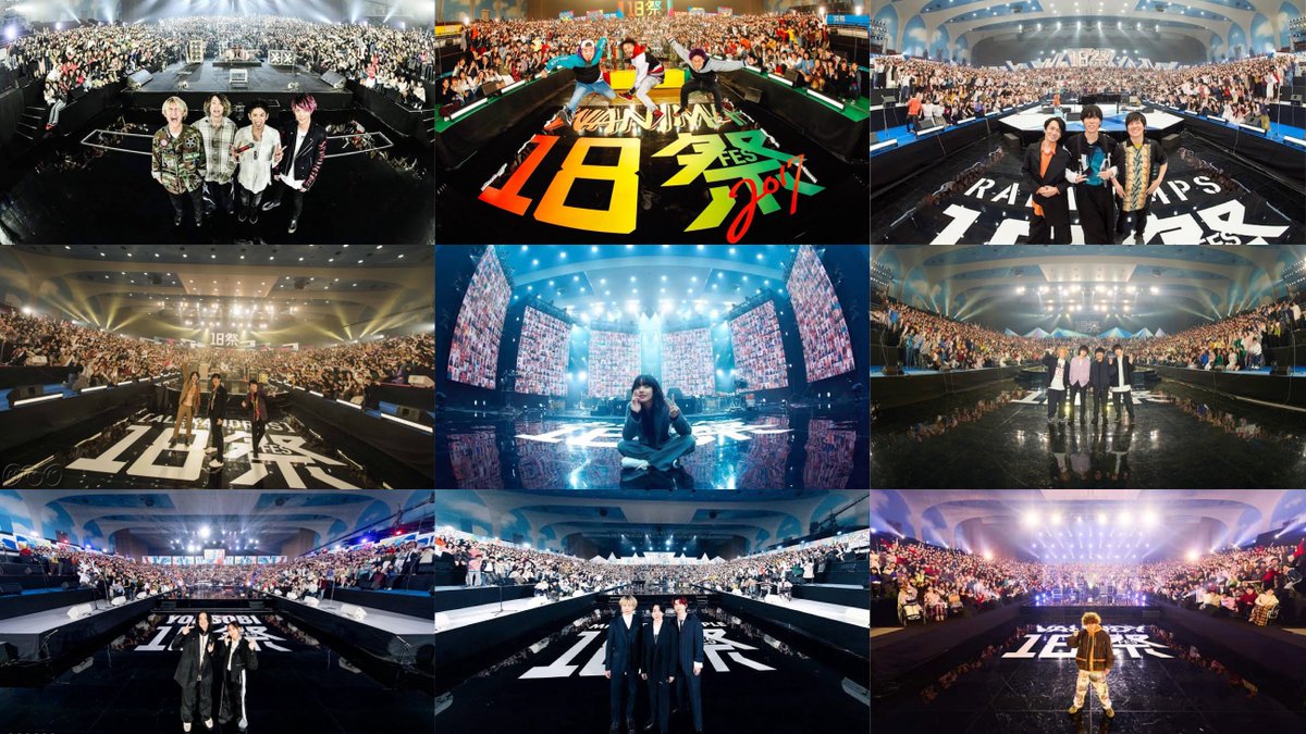 10969euphoria's tweet photo. 18祭(じゅうはちフェス)
アーティスト / 制作楽曲
(初回放送日時)

2016 ONE OK ROCK / We are
(01.09 19:30~20:43)
2017 WANIMA / シグナル
(12.20 22:00~23:15)
2018 RADWIMPS / 万歳千唱・正解
(10.08 22:00~23:15)
2019 [Alexandros] / Philosophy
(12.21 22:35~23:50)
2021 あいみょん / 双葉
(03.23 22:00~23:15)
2022 BUMP OF CHICKEN / 窓の中から
(03.31 22:00~23:15)
2023 YOASOBI / HEART BEAT
(12.25 22:00~23:15)
2024 Mrs. GREEN APPLE / ダーリン
(12.25 22:00~23:15)
2025 VAUNDY / 呼び声
(12.23 22:00~23:00)
2026 ⇦🆕