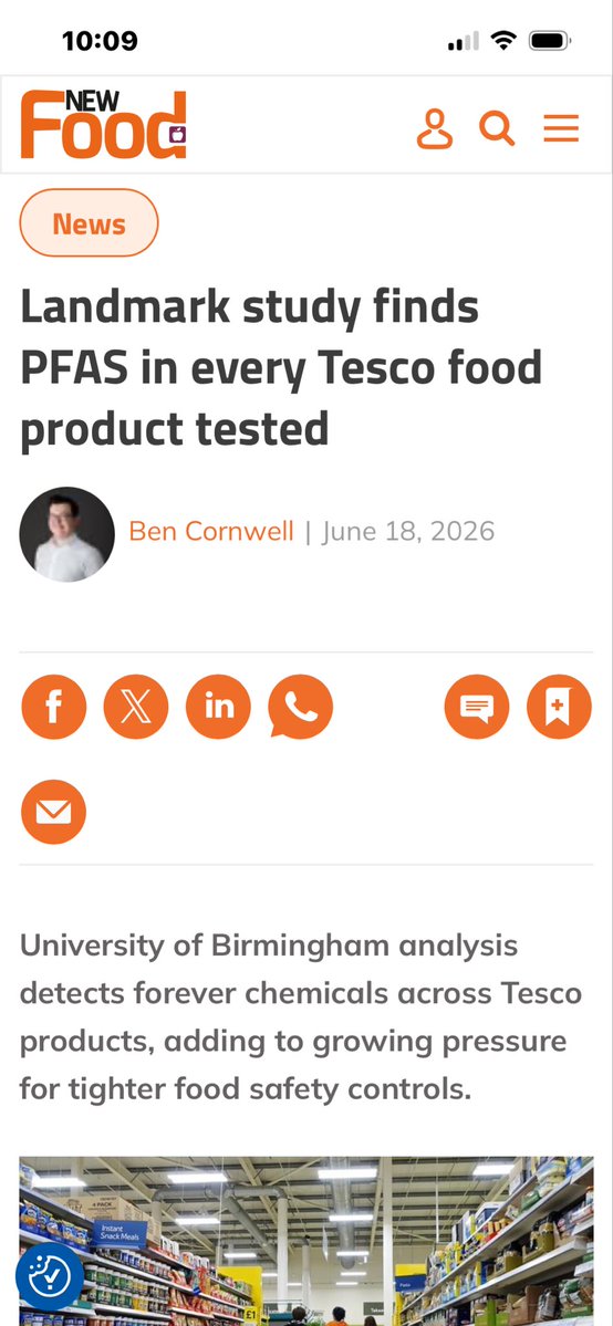PeteSanford's tweet photo. YOU ARE BEING MURDERED: 

BY THE USUAL SUSPECTS

Tesco
Sainsbury’s 
Asda
Morrisons
Aldi
Lidl
Co‑op

Forever Chemicals, PFAS, found in Food Contact Materials. 

Foods with PFAS Poisoning Adults & Children TODAY:

🥩 1. Meat products linked to PFAS

PFAS contamination in meat comes from feed, water, soil, and packaging.

Beef

• Frequently detected in EU/EFSA monitoring.

• PFOS and PFOA are the main contaminants.

• Higher levels appear when cattle graze near contaminated water or historic fire‑training sites.

Pork

• Lower than beef but still present.

• PFOS and PFNA detected in multiple EU datasets. 

Lamb

• Often higher PFAS levels than pork due to grazing patterns.

• Lamb is also heavily consumed by groups with higher PFAS exposure risk.

Chicken

• PFAS found in poultry meat, especially when feed or water is contaminated.

• PFOS and PFOA are common contributors.

Processed Meats:

Bacon
Sausages
Deli Meats

• PFAS can enter via:• packaging films
• grease‑resistant papers
• processing equipment

• EFSA notes cumulative PFAS exposure from processed meats is significant in toddlers and adolescents. 

🐟 2. Fish — the highest PFAS levels of all foods

Fish is consistently the largest dietary PFAS source in Europe.

• PFOS dominates in fish tissue.
• Toddlers and adults often exceed safe weekly intake from fish alone.

• Marine fish, freshwater fish, shellfish — all show PFAS accumulation.

If someone eats fish regularly, PFAS exposure is much higher than from meat.

🍳 3. Eggs

Eggs are a major PFAS exposure route for children.

• PFOS and PFOA detected in egg yolks.

• Exposure in toddlers can approach or exceed EFSA’s tolerable weekly intake.

🥛 4. Milk & dairy

Milk generally has lower PFAS levels, but still contributes to cumulative exposure.

• PFOS and PFOA detected in cow’s milk.

• Milk is a meaningful contributor for toddlers due to volume consumed.

Remember Bovaer?

🧀 5. Cheese, butter, yoghurt

Contamination routes:

• PFAS in feed
• PFAS in water
• PFAS in processing equipment
• PFAS in packaging films

Levels are lower than fish/meat but still present.

📦 6. Packaging-linked PFAS contamination

PFAS migrates from:

• plastic films
• absorbent pads
• grease-resistant papers
• inks
• adhesives
• anti-fog coatings
• security tag laminates

FACTOR IN FARM FEED ADDITIVES LIKE BOVAER AND LEGACY CHEMICALS, BANNED ELSEWHERE, LIKE GLYPHOSATE:

Eating Supermarket Food is the Ultimate Health Roulette.

Long-Term Use:

Maybe You Survive 

Maybe You Die

Remember:

THIS. IS. ALL. LEGAL.