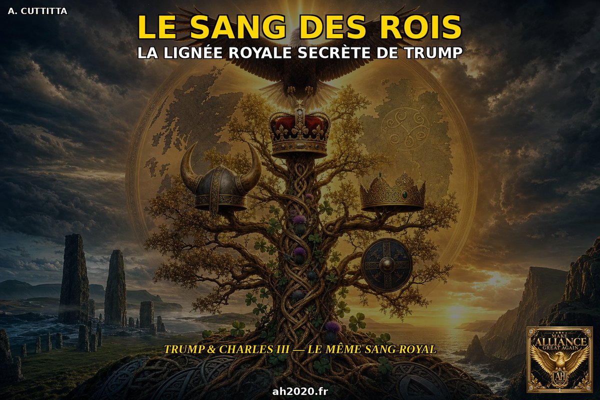 AntoineAH2020's tweet photo. 🩸 LE SANG DES ROIS — LA LIGNÉE ROYALE SECRÈTE DE TRUMP

Et si Trump ne "prenait" pas le pouvoir sur le Commonwealth — mais le récupérait ?

Tout commence sur l'île de Lewis, en Écosse, là où naît sa mère Mary Anne MacLeod en 1912. Elle appartient au Clan MacLeod de Lewis — clan gaélique-nordique dont les racines remontent aux anciens rois de la mer.

Des généalogistes ont établi que Trump descend de 4 rois européens :
👑 Jacques II d'Écosse — via le 3e Comte de Lennox
👑 Jacques IV d'Écosse — branche Stuart-Gordon
👑 Haakon V de Norvège — origines vikings du Clan MacLeod
👑 Christian I de Danemark et Norvège — lignée scandinave

En avril 2026, une étude confirme : Trump et Charles III partagent un ancêtre royal commun — le 3e Comte de Lennox, issu du roi Jacques II d'Écosse. Ils sont cousins de la même lignée royale écossaise.

Deux héritiers du même sang. Deux chemins opposés.
Charles III perpétue la Couronne et la City of London.
Trump démantèle ce système, accord par accord.

Et en Irlande ? Des descendants de la famille Trump ont été localisés à Donegal — territoire historique des Uí Néill, la plus puissante des dynasties royales gaéliques irlandaises.

Les pays du Commonwealth quittent Charles III. Barbade en 2021, Jamaïque en 2023, Écosse-Galles-Irlande du Nord en 2026. Et vers qui se tournent-ils ? Vers Trump.

Ce n'est pas de la géopolitique. C'est une reconnaissance dynastique. Trump ne prend pas le pouvoir sur le Commonwealth. Il le récupère. Le sang ne ment jamais.

🌐 https://t.co/bTg7JUV73p